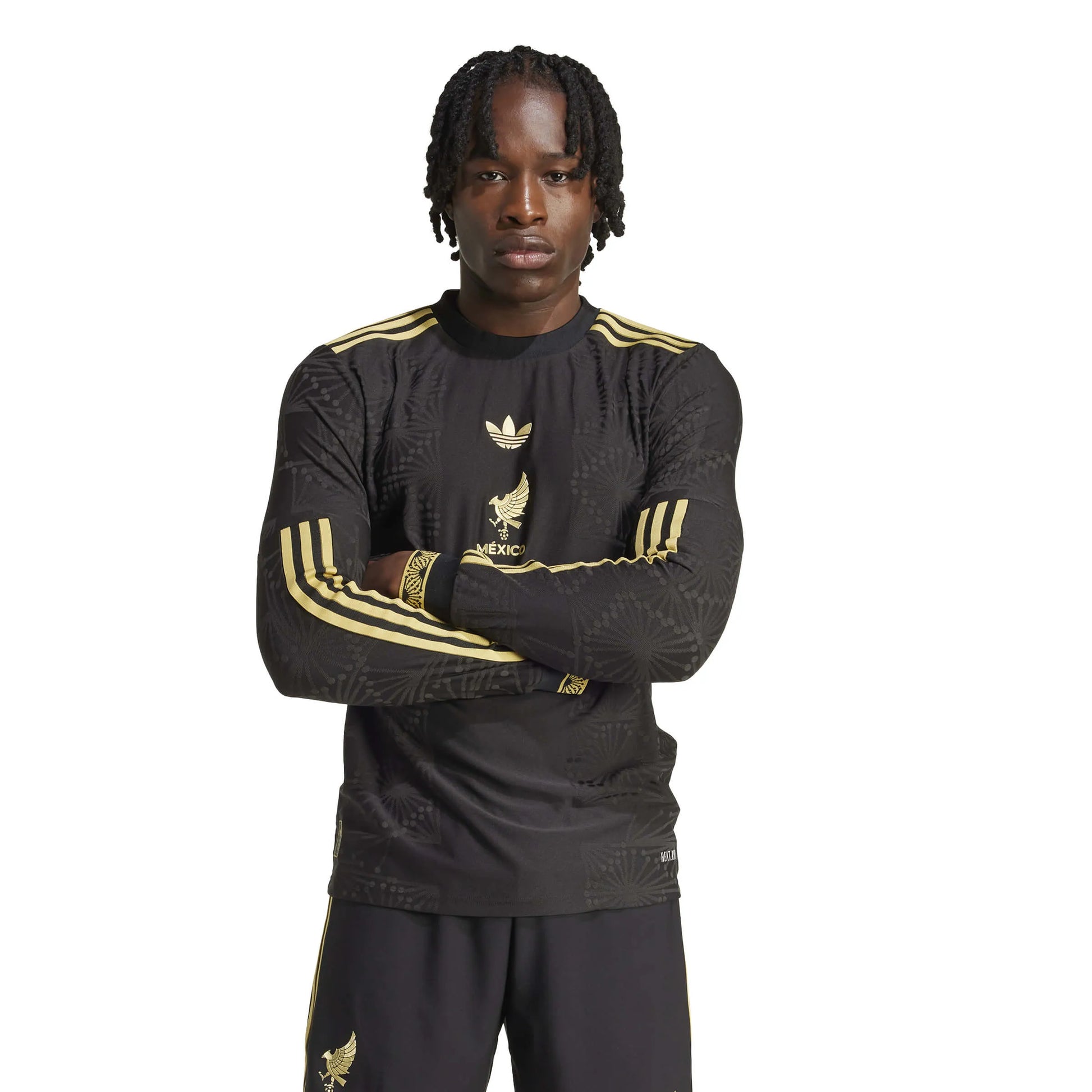 adidas 2025 Mexico Men's De Oro Authentic Long-Sleeve Soccer Jersey (Model - Front)