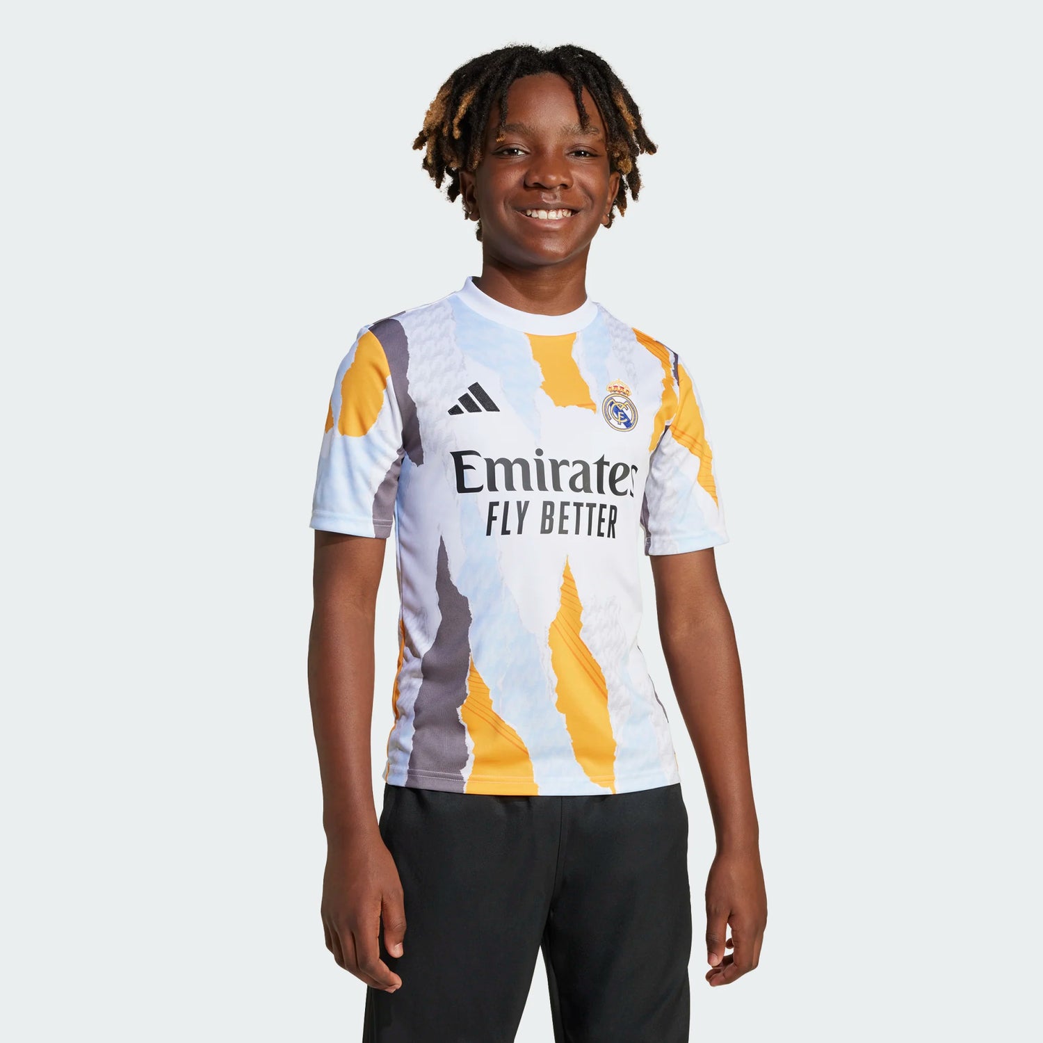 adidas 2025 Real Madrid Youth Pre-Match Jersey (Model - Front)