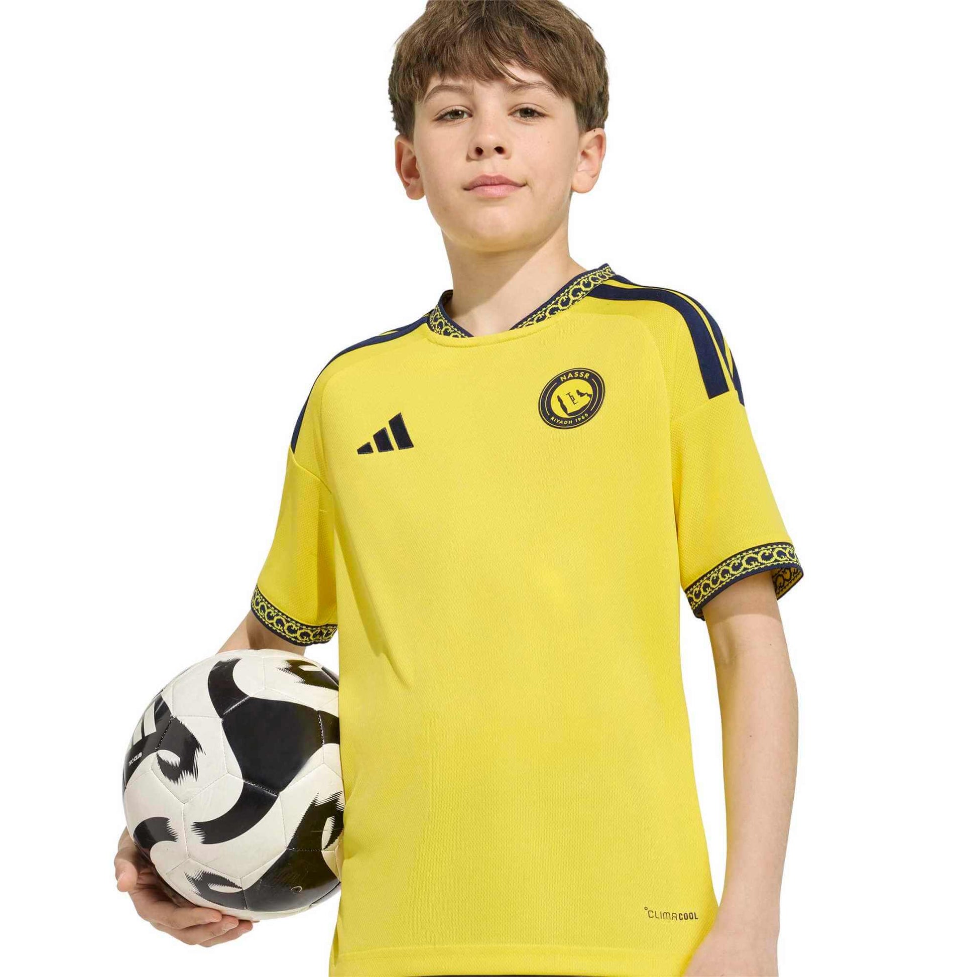 adidas 2026-27 Al Nassr Youth Stadium Home Ronaldo #7 Soccer Jersey (Detail 1)