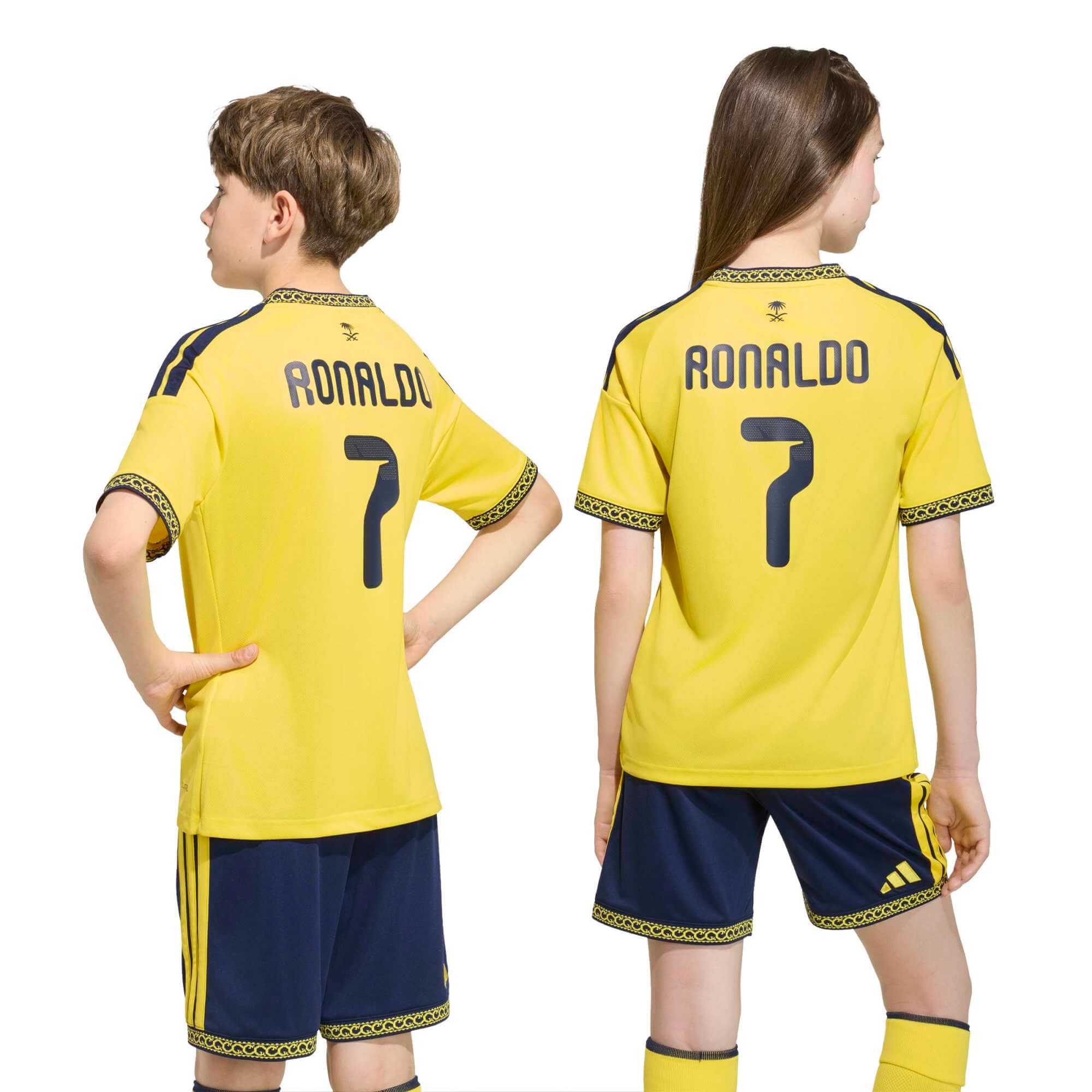 adidas 2026-27 Al Nassr Youth Stadium Home Ronaldo #7 Soccer Jersey (Models - Back)