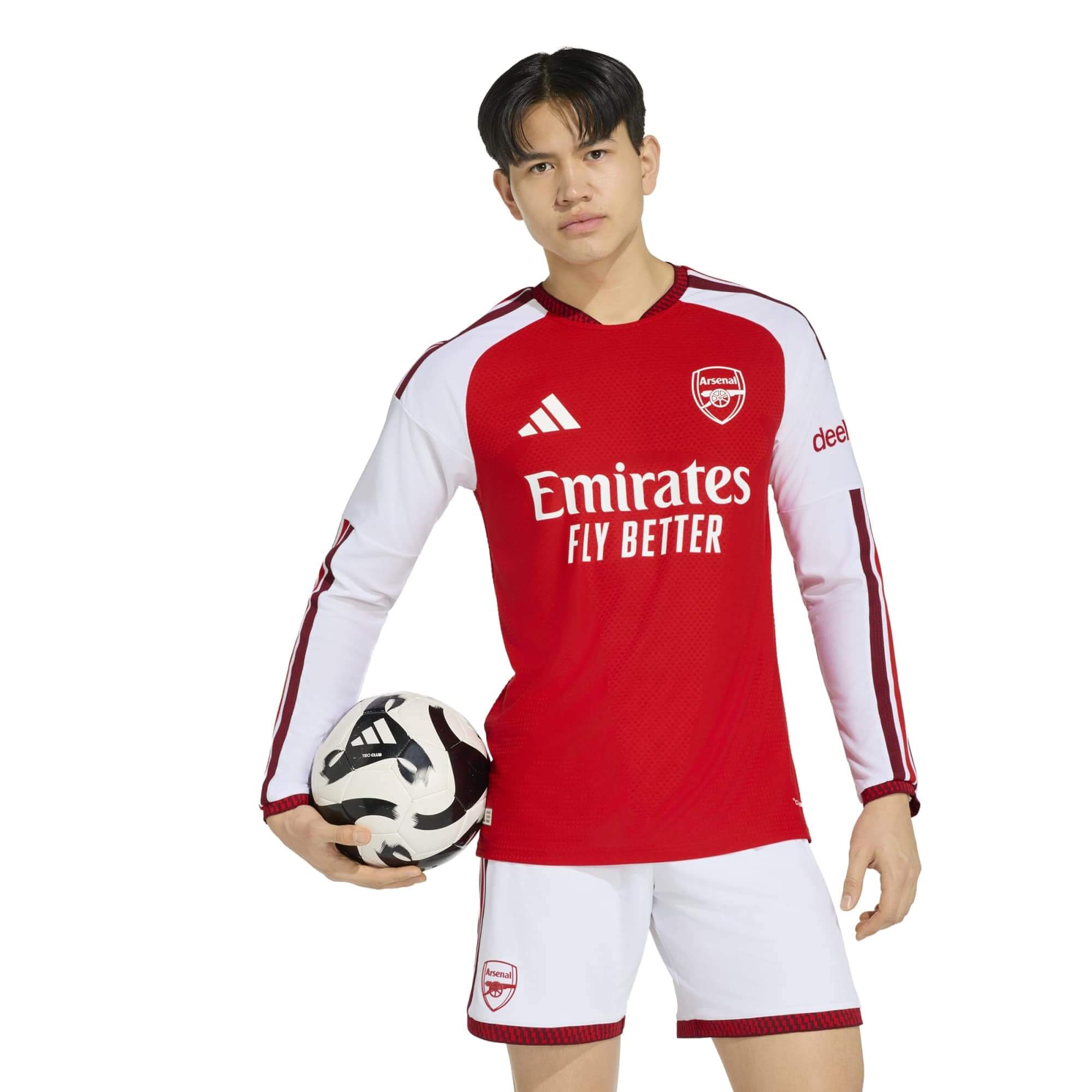 adidas 2026-27 Arsenal Men's Authentic Home Long-Sleeve Soccer Jersey (Model - Front)
