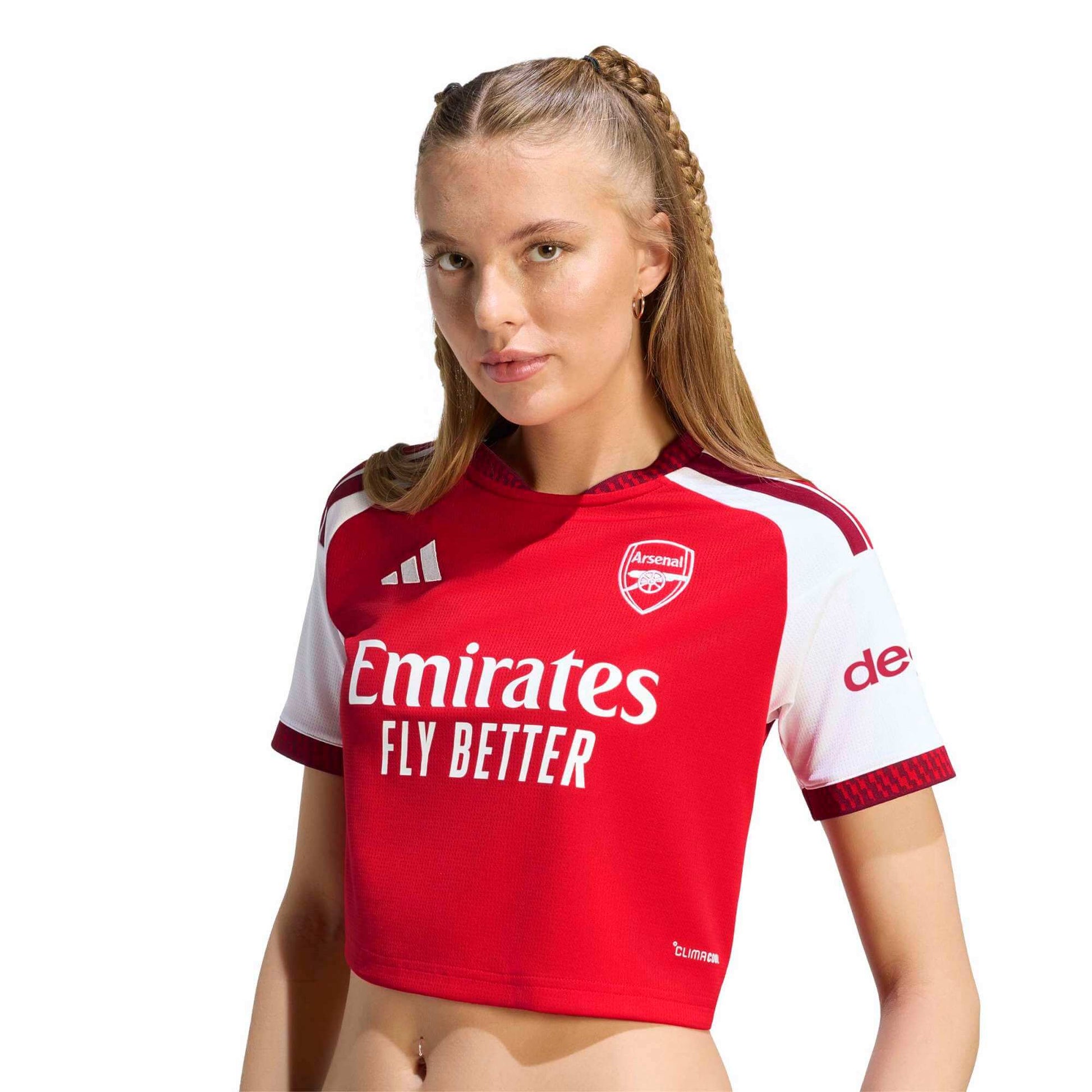 adidas 2026-27 Arsenal Women's Stadium Home Cropped Soccer Jersey (Detail 1)