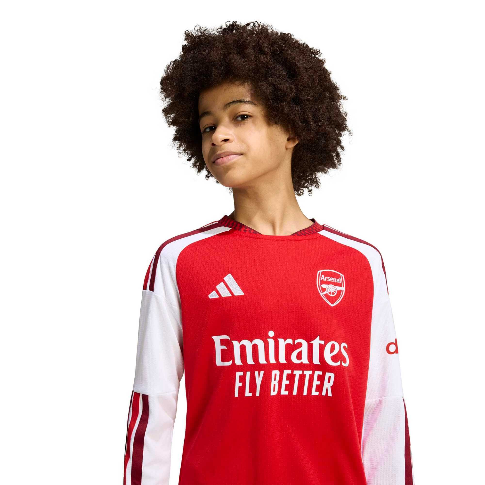 adidas 2026-27 Arsenal Youth Stadium Home Long-Sleeve Soccer Jersey (Detail 1)