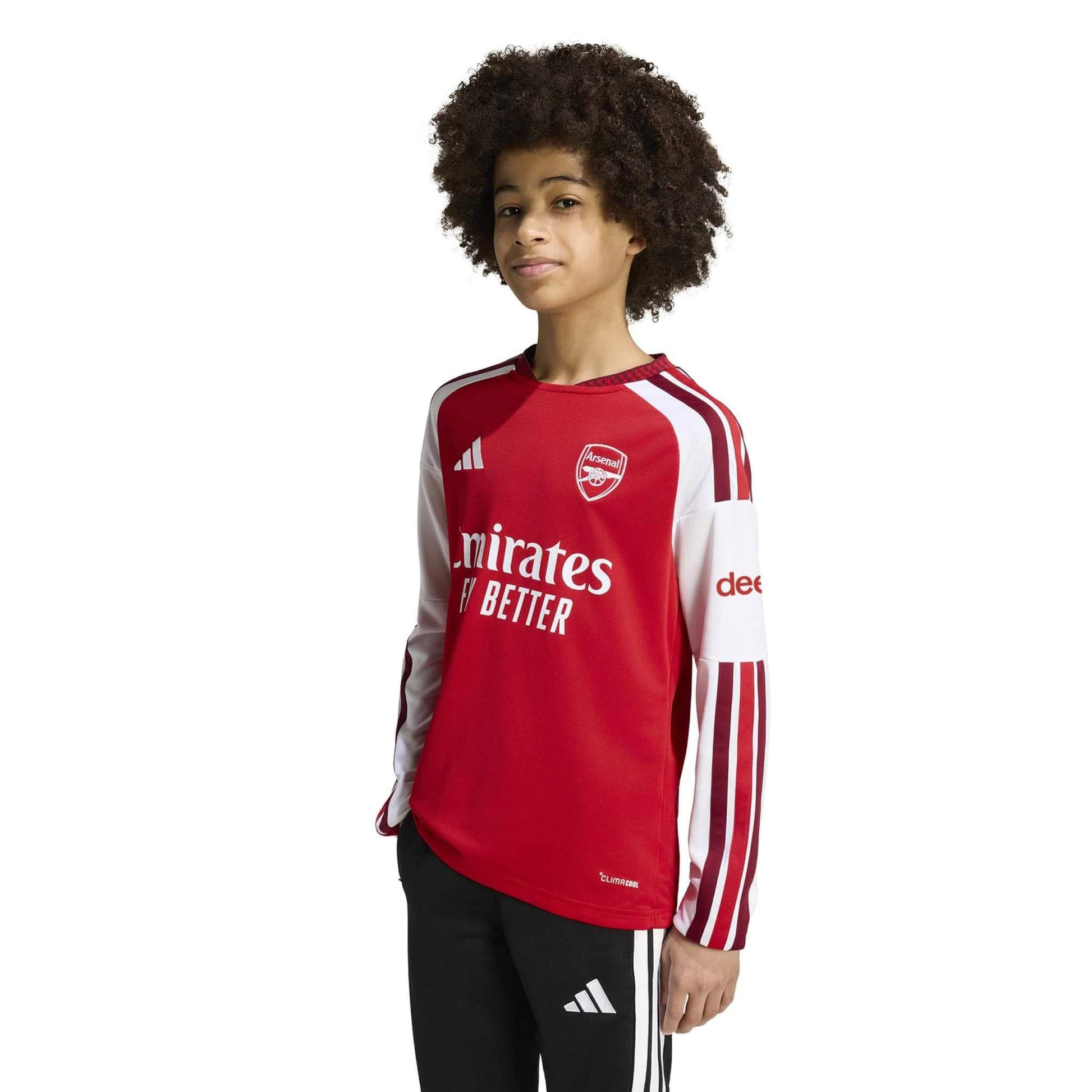 adidas 2026-27 Arsenal Youth Stadium Home Long-Sleeve Soccer Jersey (Model - Front)