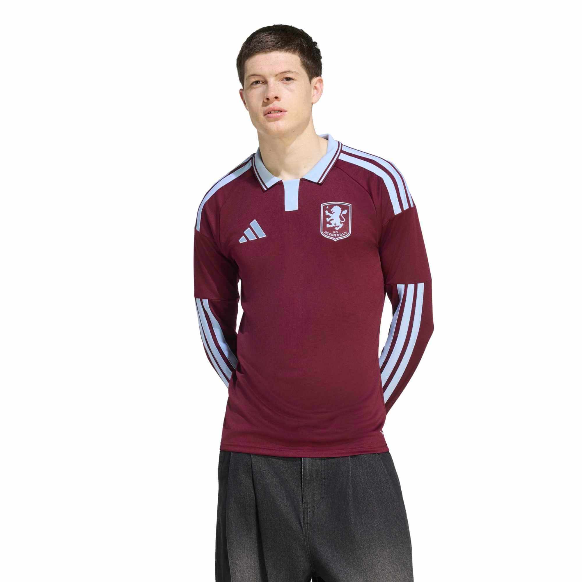 adidas 2026-27 Aston Villa Men's Stadium Home Long-Sleeve Soccer Jersey (Model - Front)