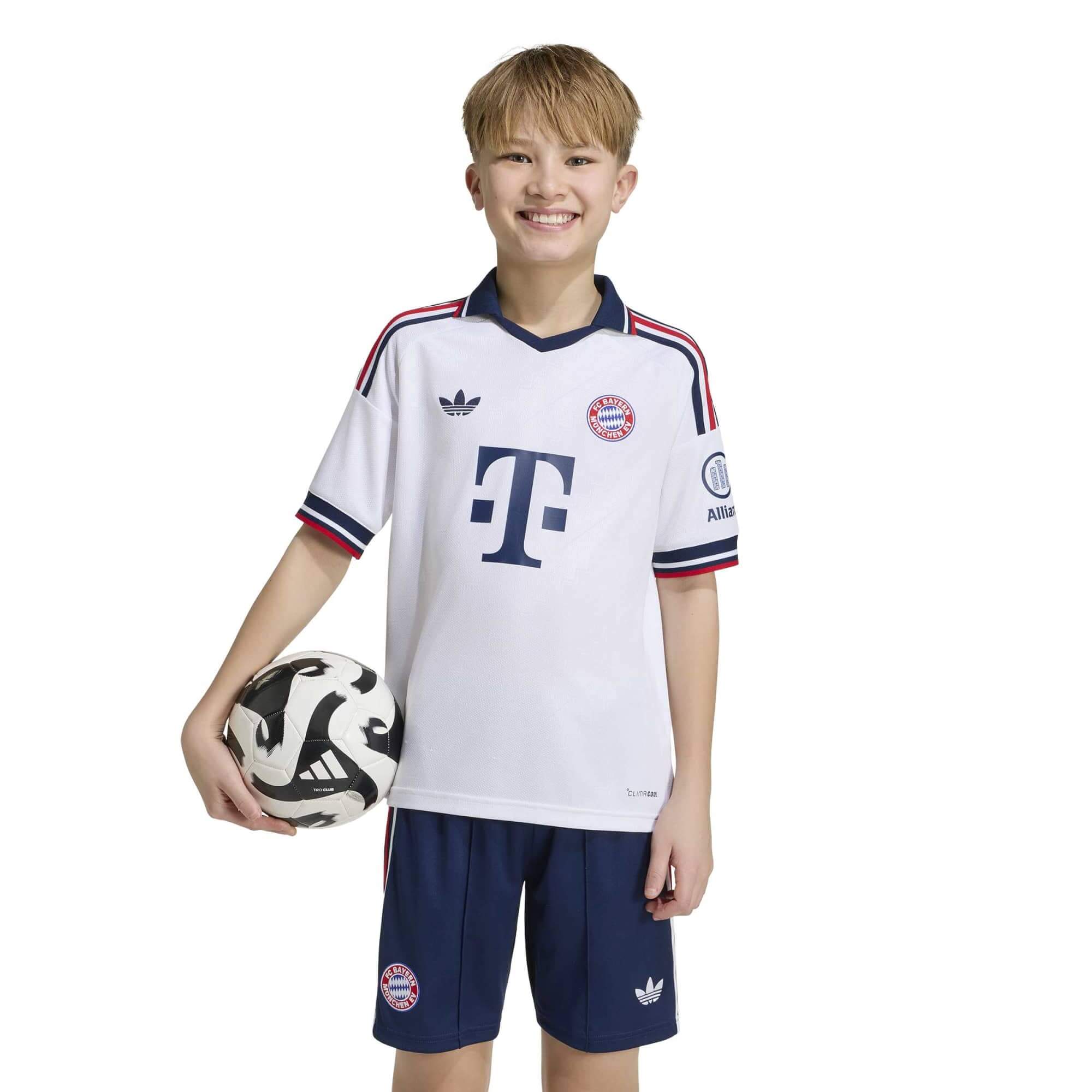 adidas 2026-27 Bayern Munich Youth Stadium Away Soccer Jersey (Model - Front)