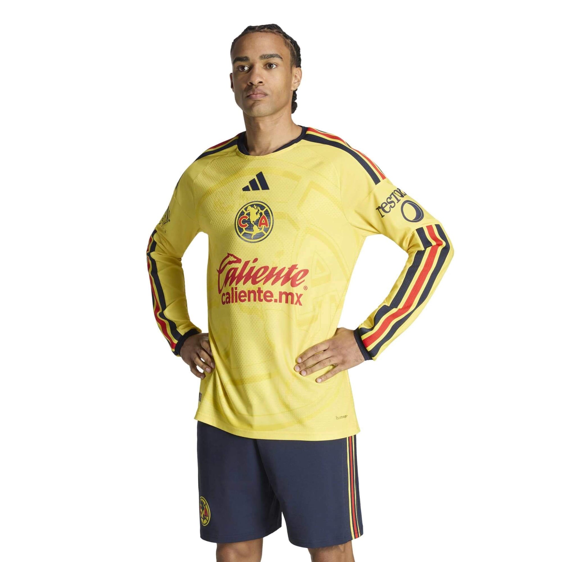 adidas 2026-27 Club America Men's Authentic Home Long-Sleeve Soccer Jersey (Model - Front)