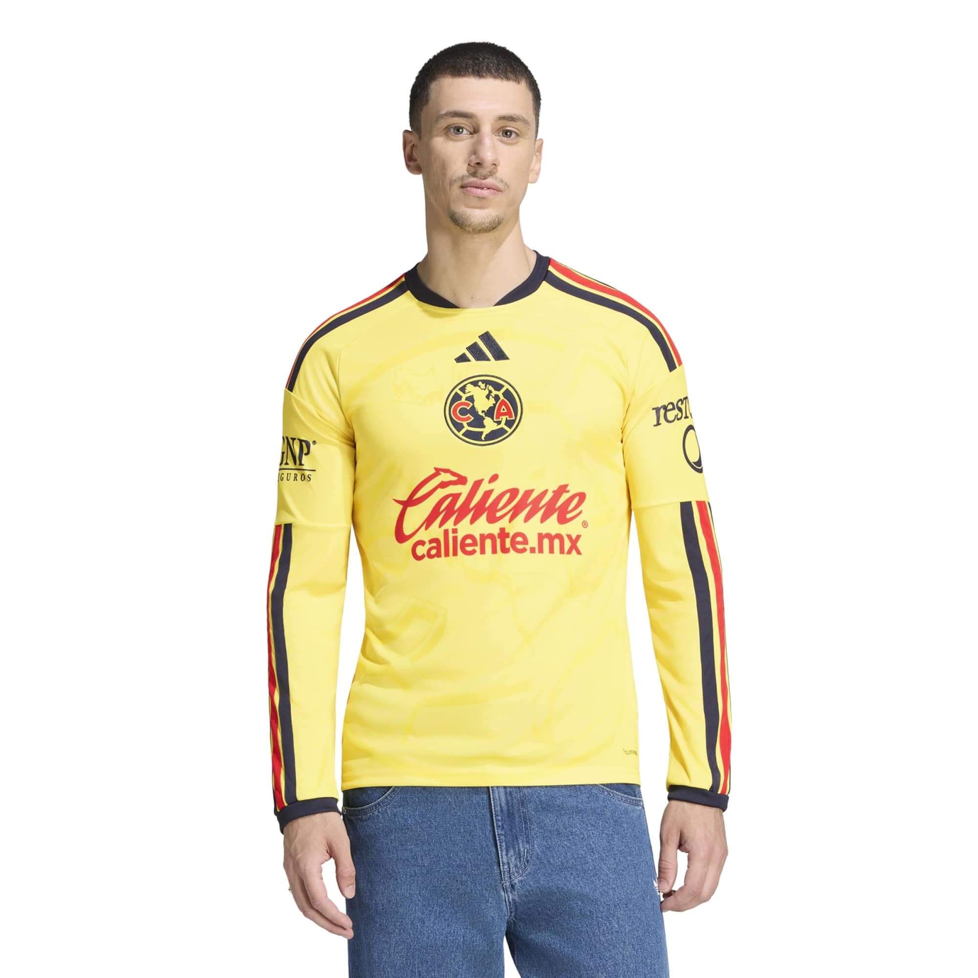 adidas 2026-27 Club America Men's Stadium Home Long-Sleeve Soccer Jersey (Model - Front)