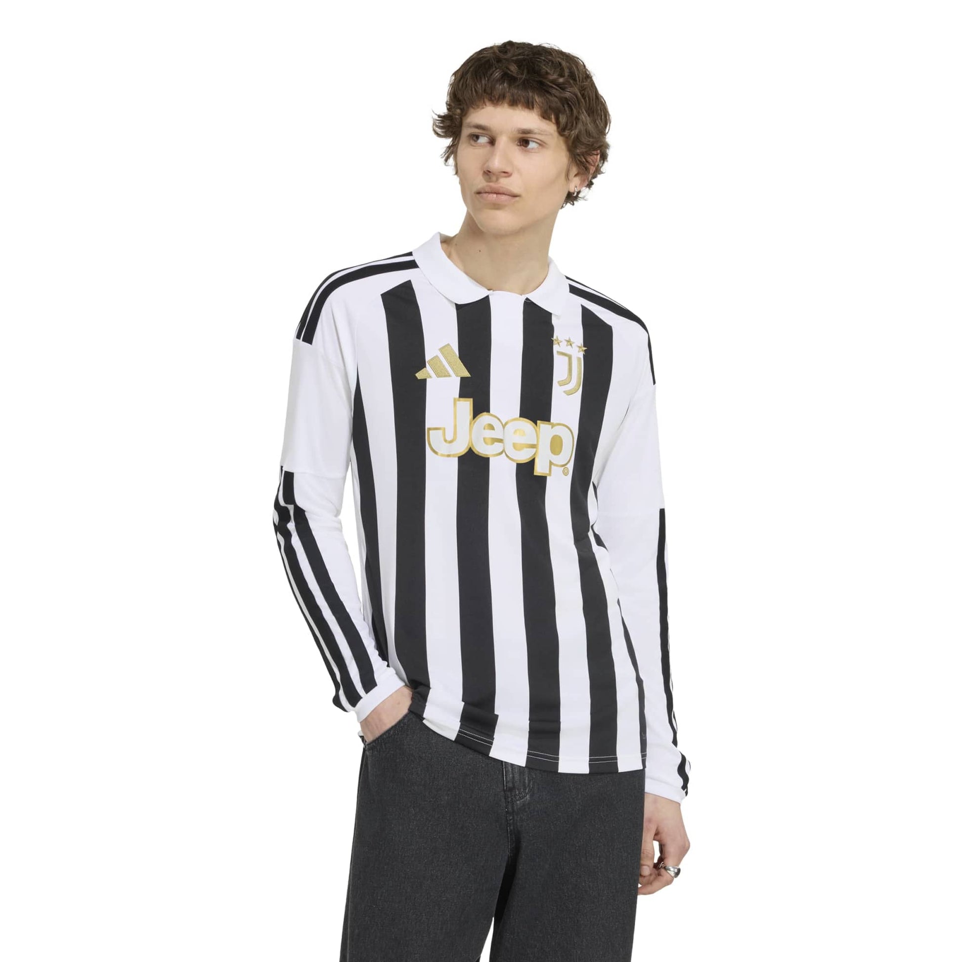 adidas 2026-27 Juventus Men's Stadium Home Long-Sleeve Soccer Jersey (Model - Front)