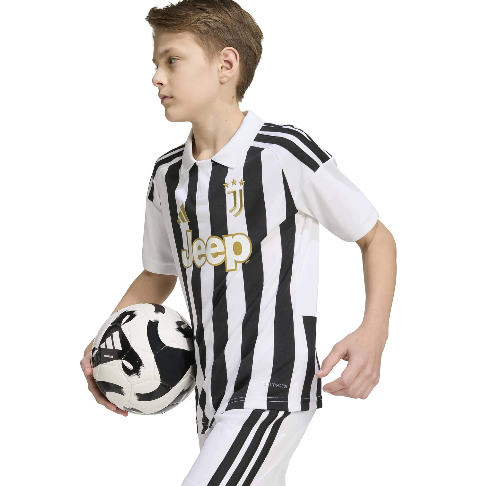 adidas 2026-27 Juventus Youth Stadium Home Soccer Jersey (Model - Side)