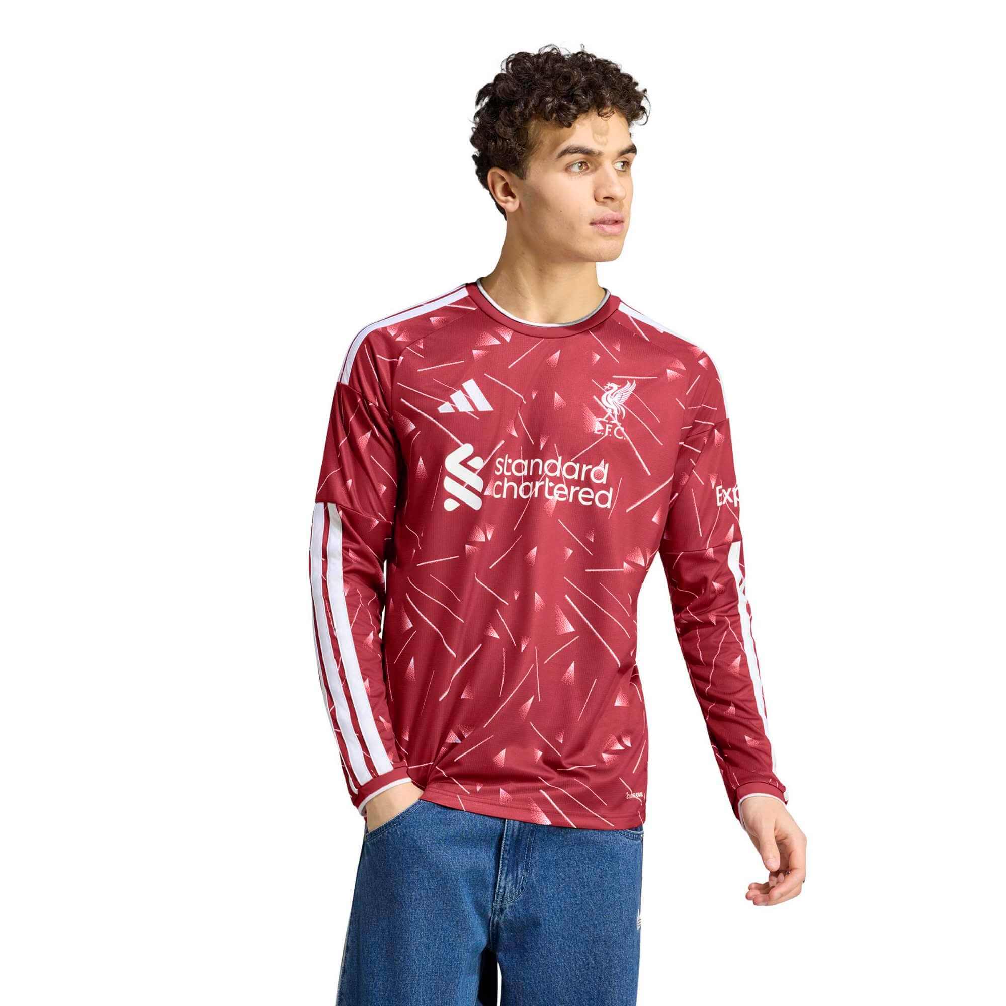 adidas 2026-27 Liverpool Men's Stadium Home Long-Sleeve Soccer Jersey (Model - Front)