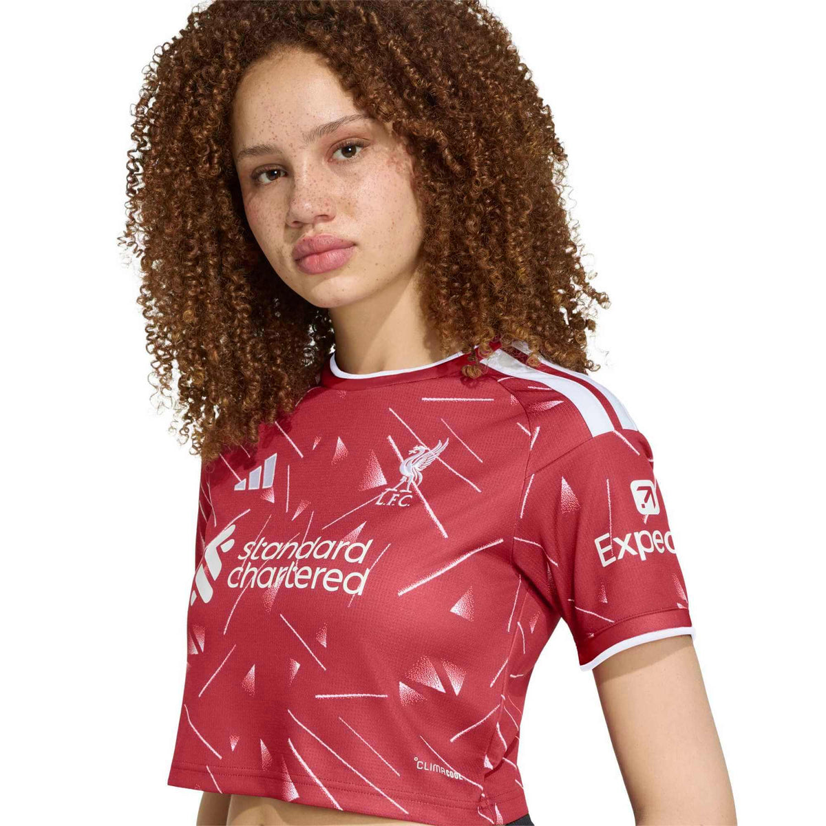 adidas 2026-27 Liverpool Women's Stadium Home Cropped Soccer Jersey (Detail 1)