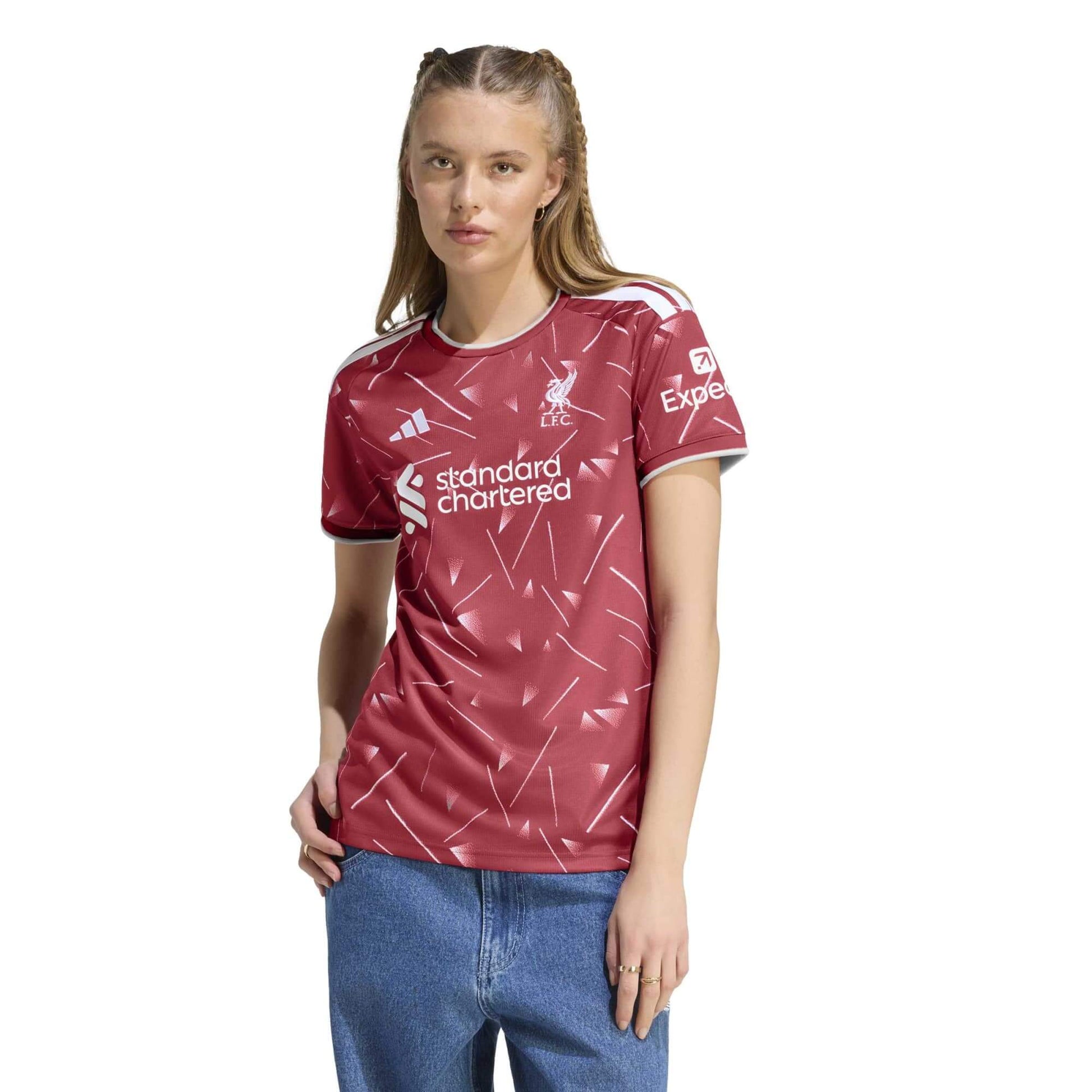 adidas 2026-27 Liverpool Women's Stadium Home Soccer Jersey (Model - Front)