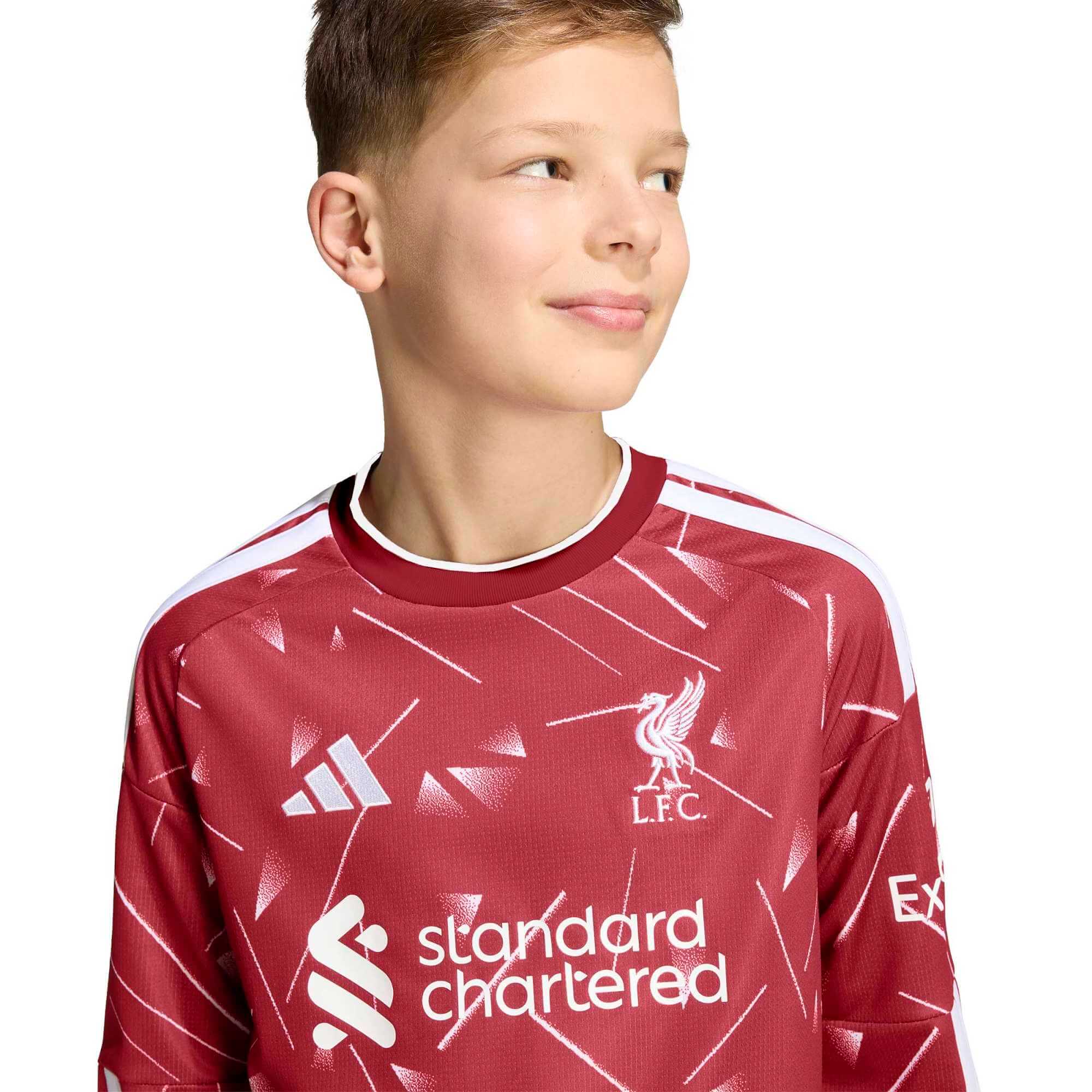 adidas 2026-27 Liverpool Youth Stadium Home Long-Sleeve Soccer Jersey (Detail 1)