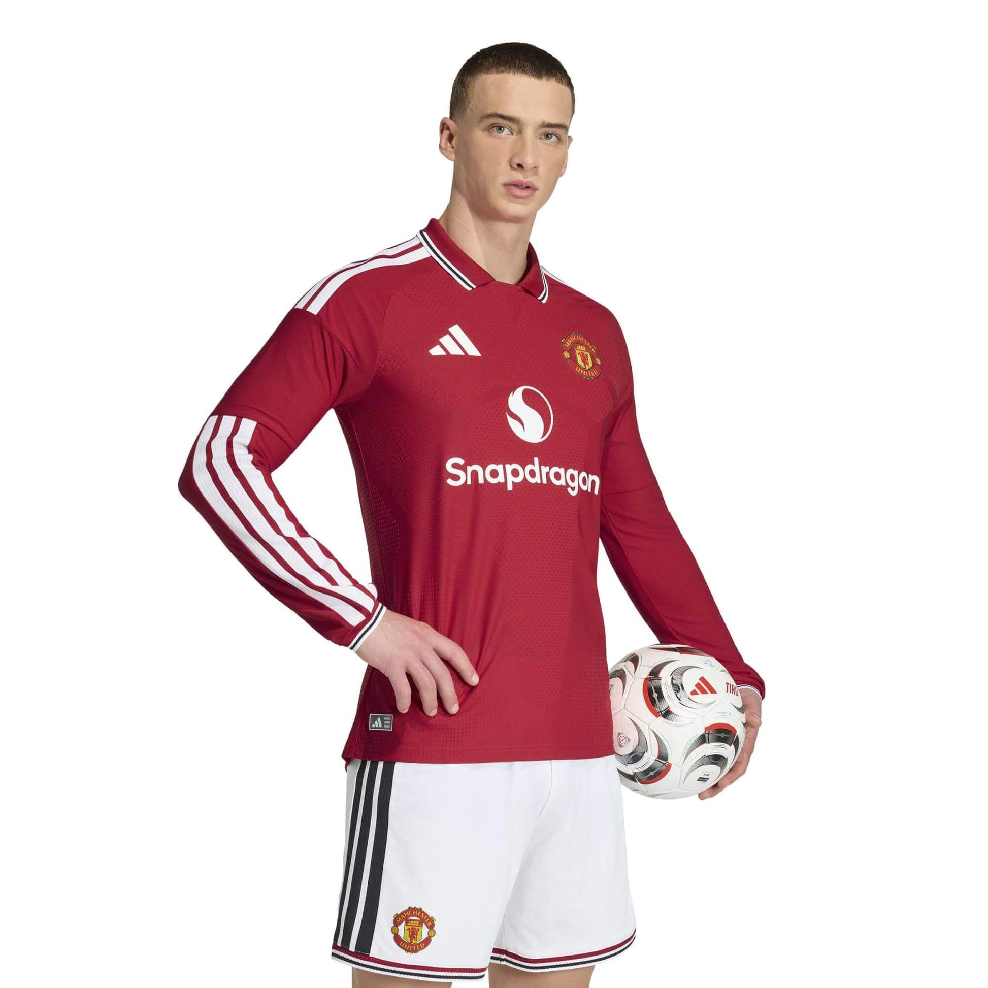 adidas 2026-27 Manchester United Men's Authentic Home Long-Sleeve Soccer Jersey (Model - Front)