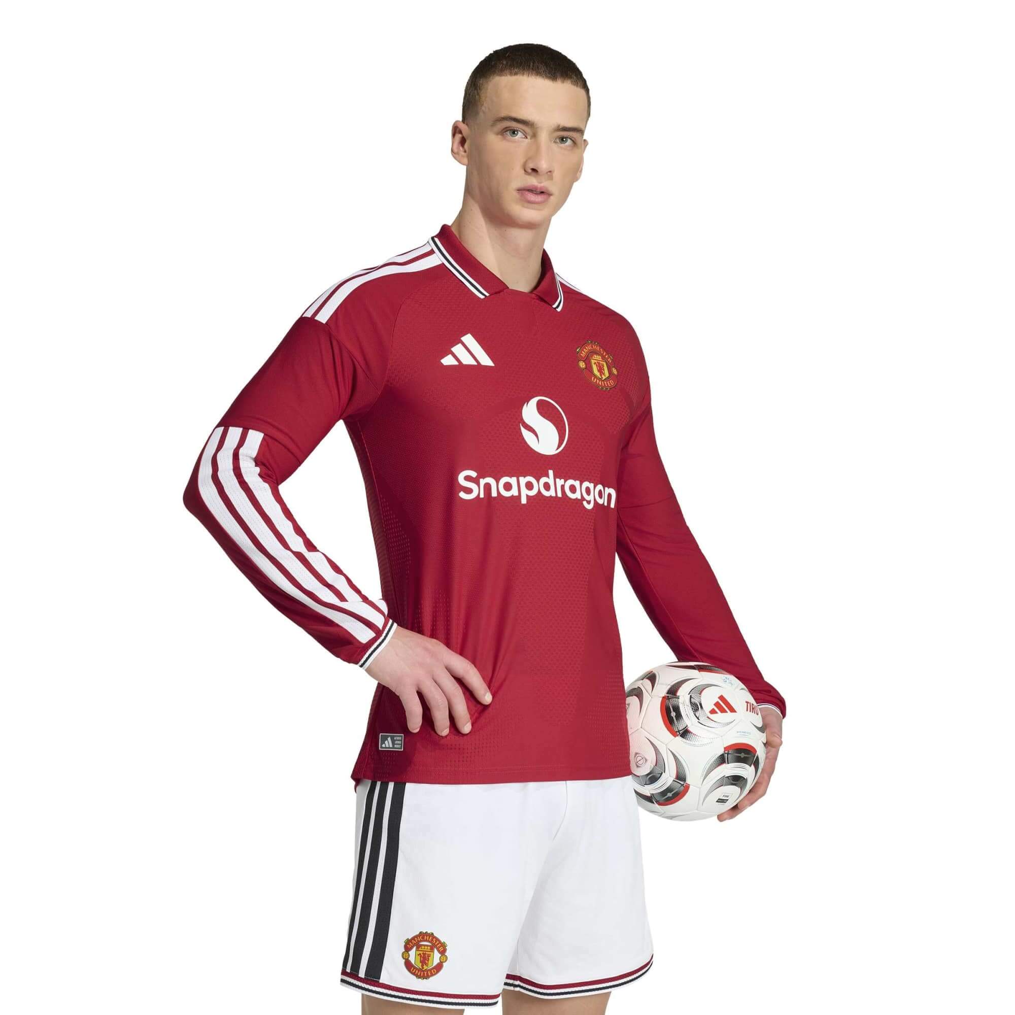 adidas 2026-27 Manchester United Men's Authentic Home Long-Sleeve Soccer Jersey (Model - Front)