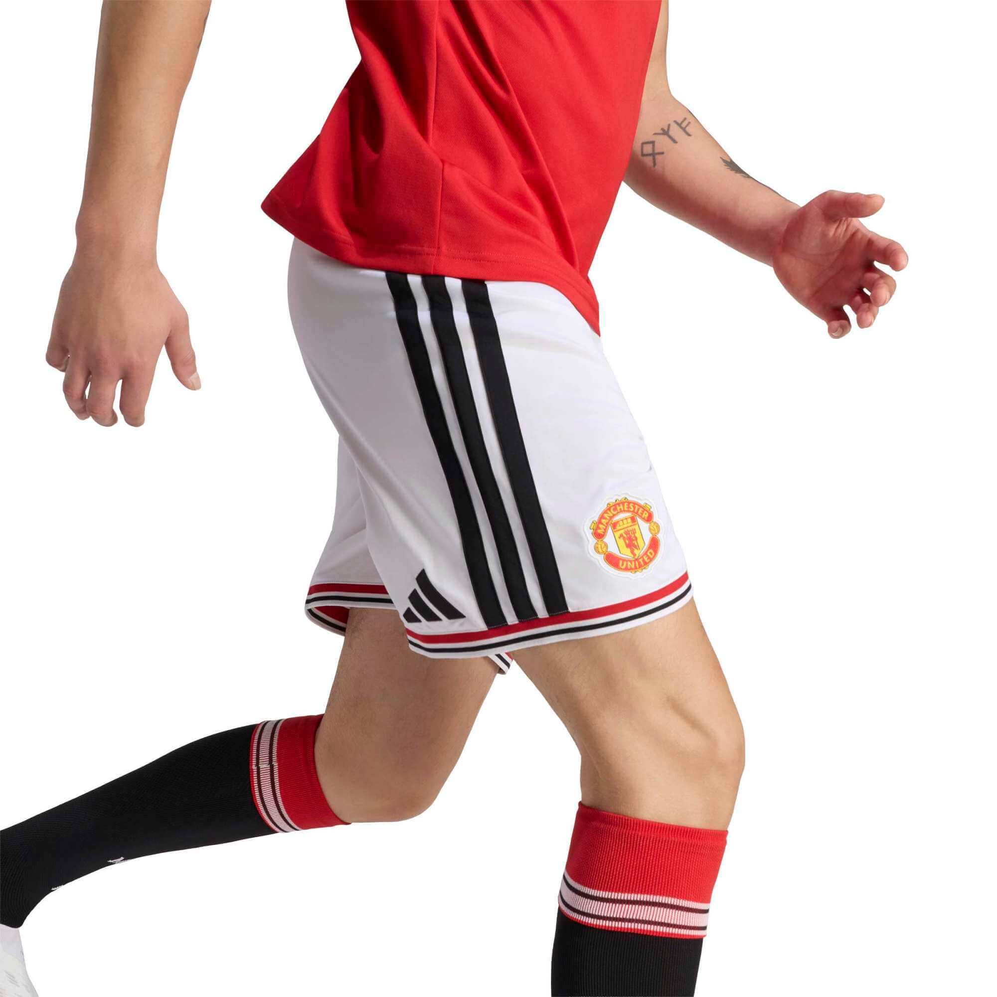 adidas 2026-27 Manchester United Men's Stadium Home Shorts White (Model - Side)