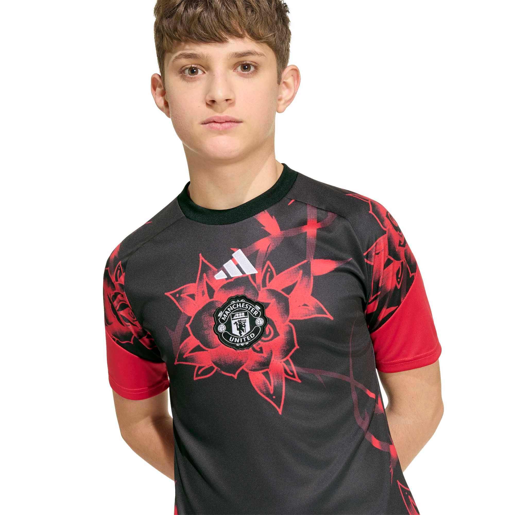 adidas 2026-27 Manchester United Youth Pre-Match Soccer Jersey (Detail 1)