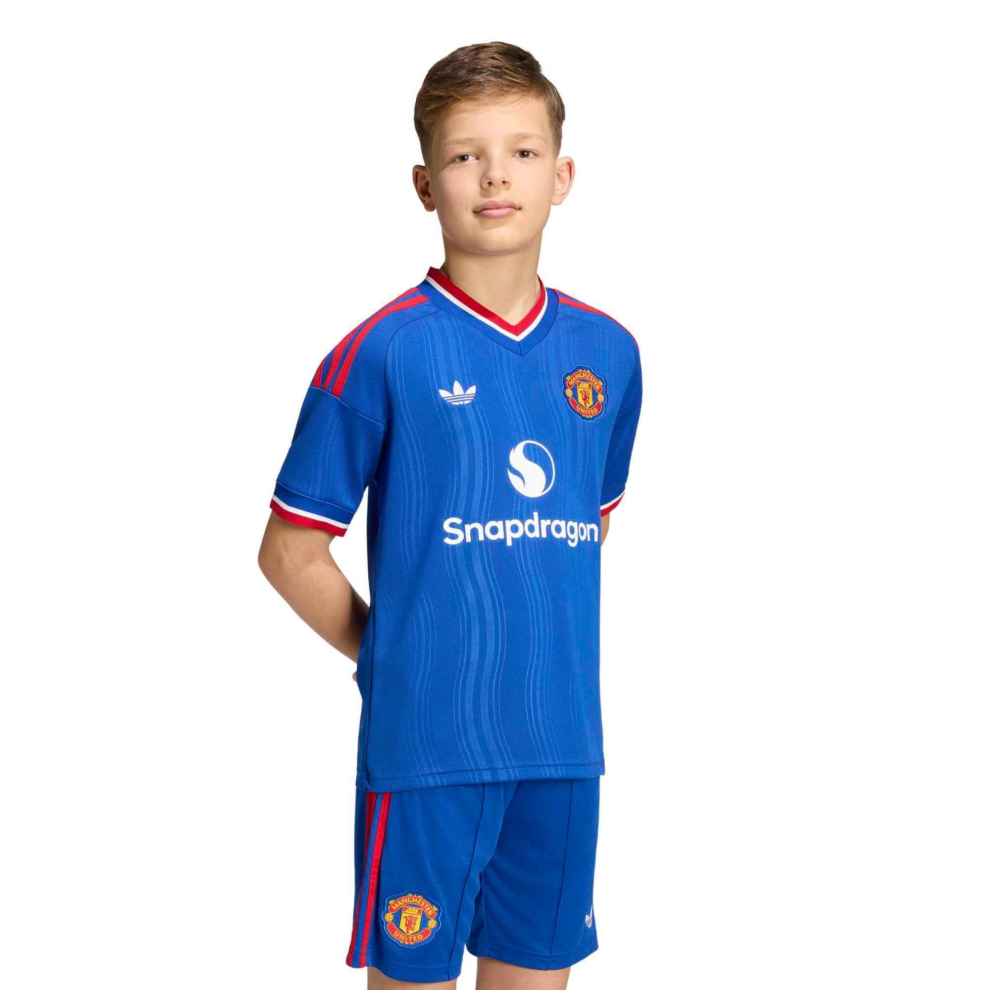 adidas 2026-27 Manchester United Youth Stadium Away Soccer Jersey (Model - Front)