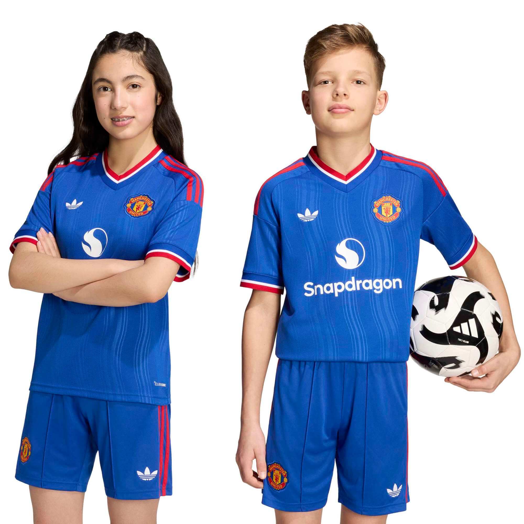 adidas 2026-27 Manchester United Youth Stadium Away Soccer Jersey (Models - Front)