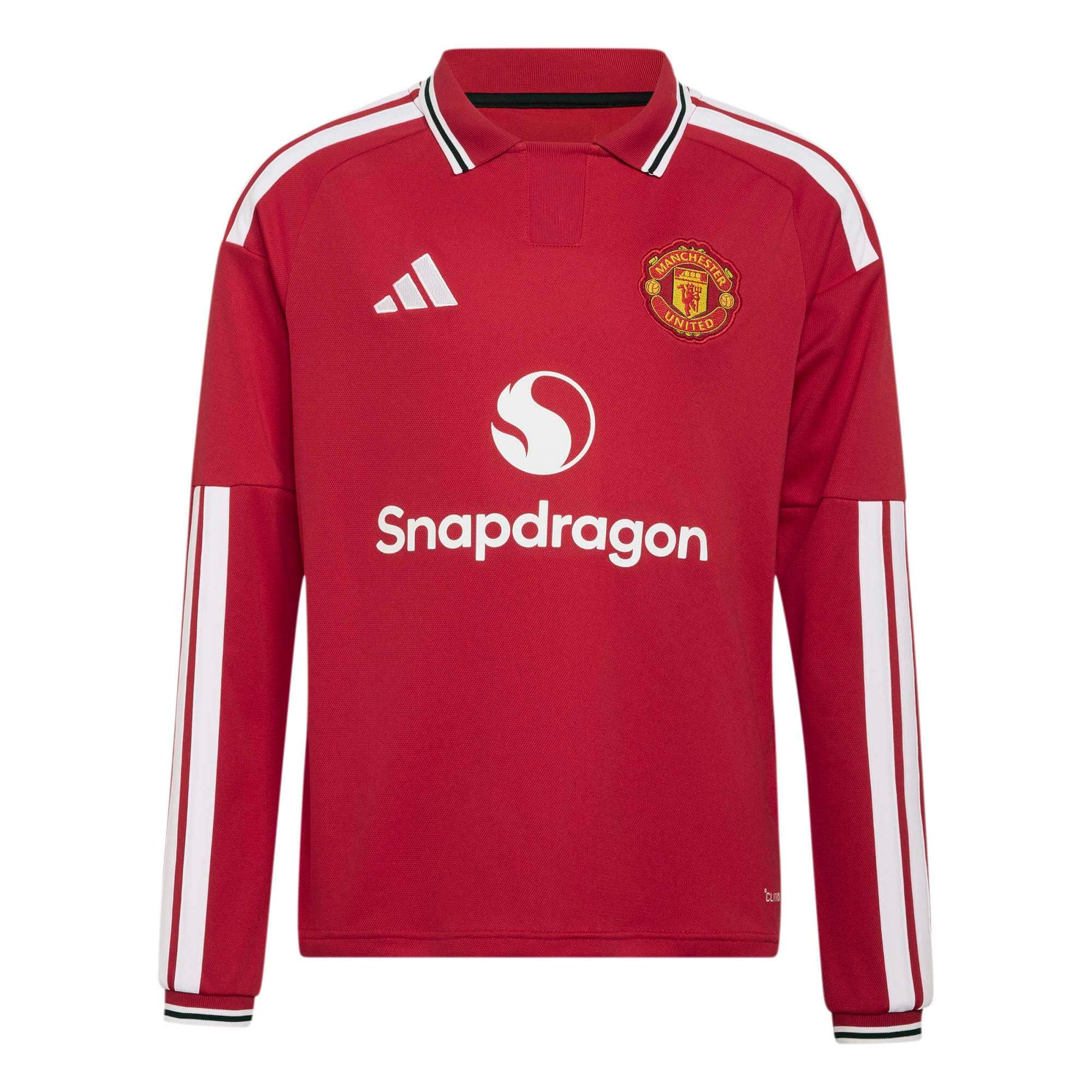 adidas 2026-27 Manchester United Youth Stadium Home Long-Sleeve Soccer Jersey (Front)