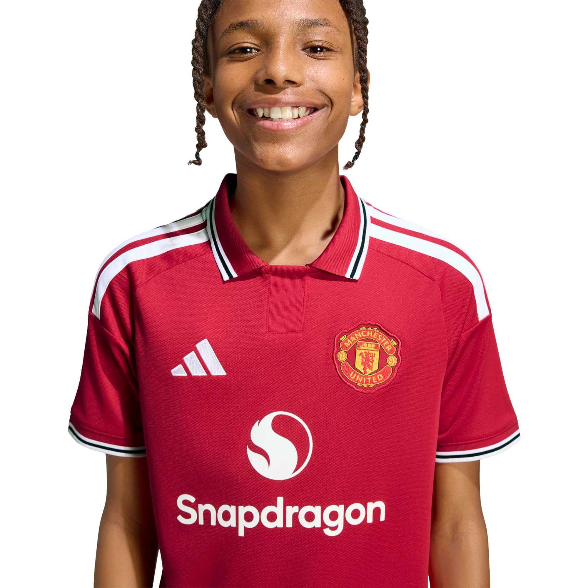 adidas 2026-27 Manchester United Youth Stadium Home Soccer Jersey (Detail 1)