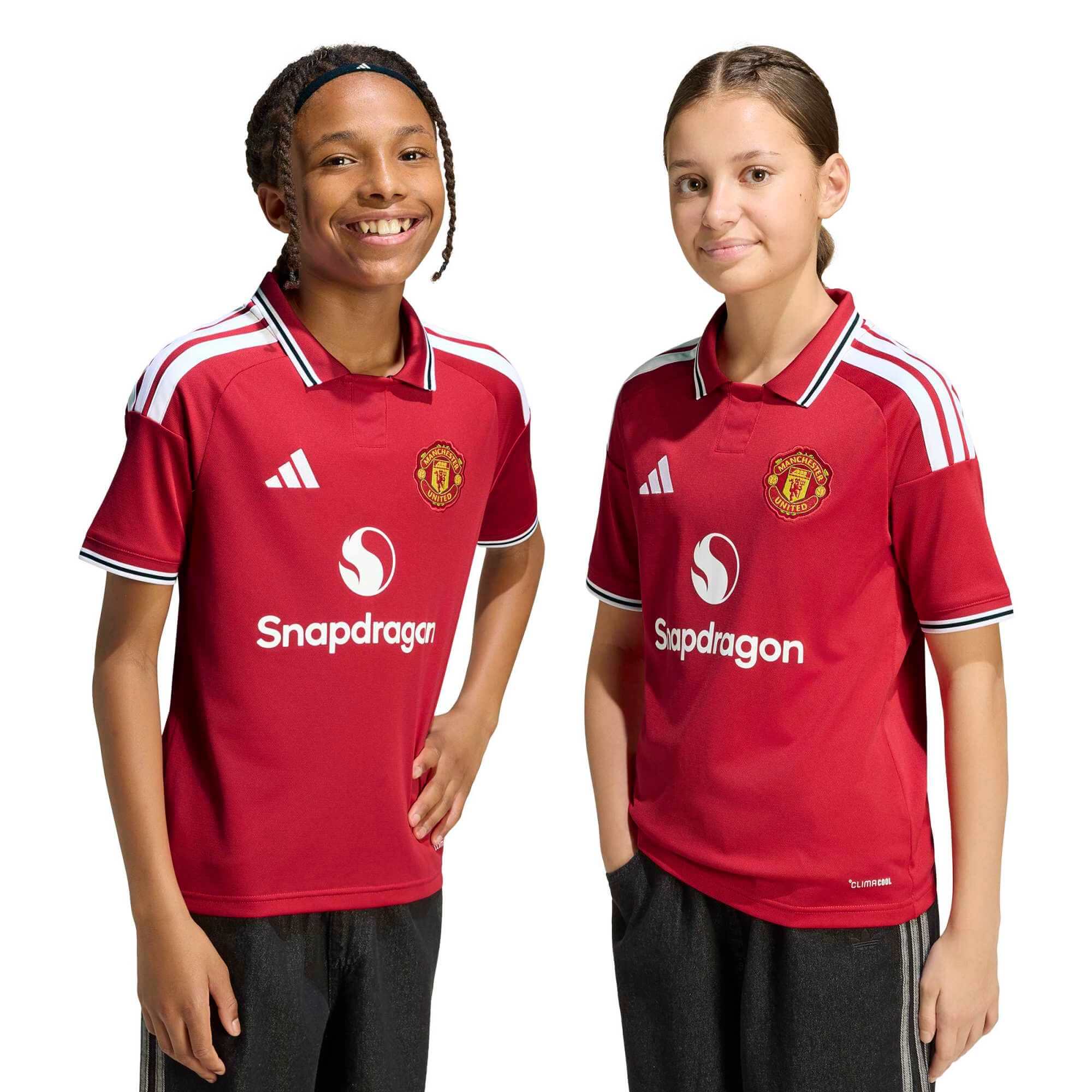 adidas 2026-27 Manchester United Youth Stadium Home Soccer Jersey (Models - Front)