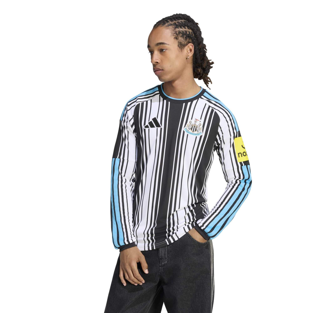 adidas 2026-27 Newcastle Men's Stadium Home Long-Sleeve Soccer Jersey (Model - Front)