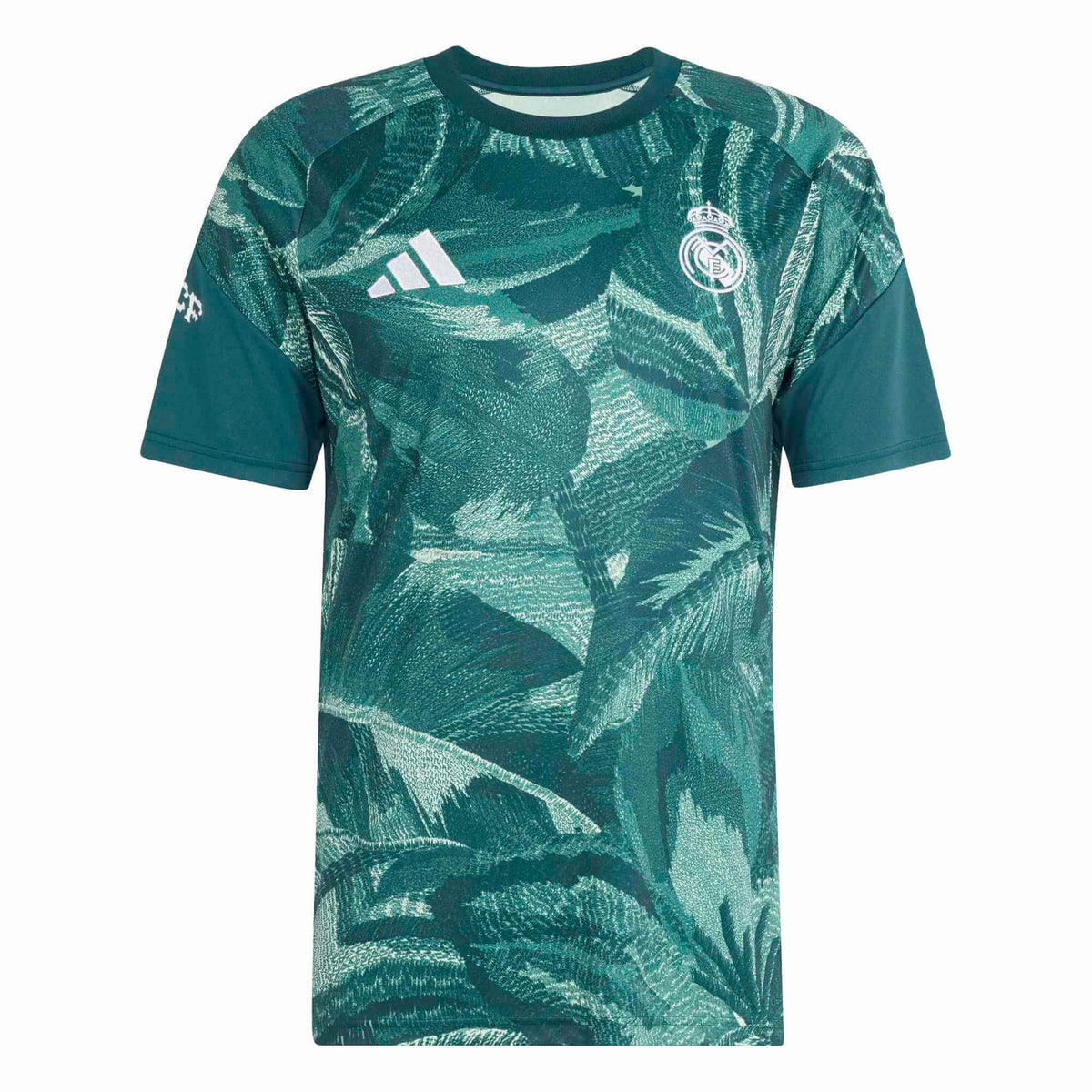 adidas 2026-27 Real Madrid Men's Pre-Match Soccer Jersey Aurora Ivy / Semi Green Spark (Front)