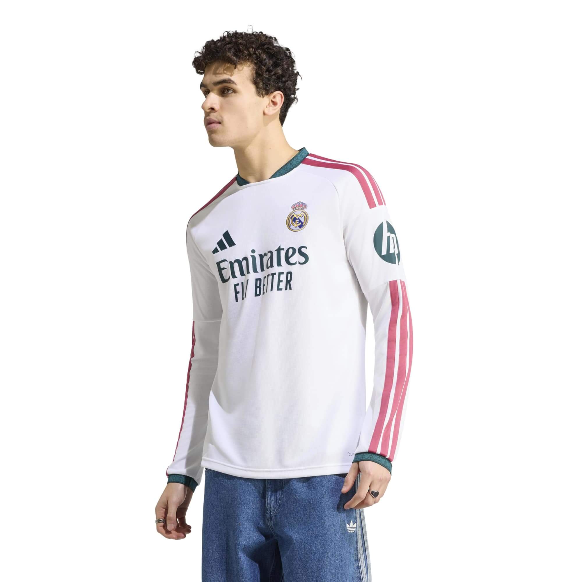 adidas 2026-27 Real Madrid Men's Stadium Home Long-Sleeve Soccer Jersey (Model - Front)