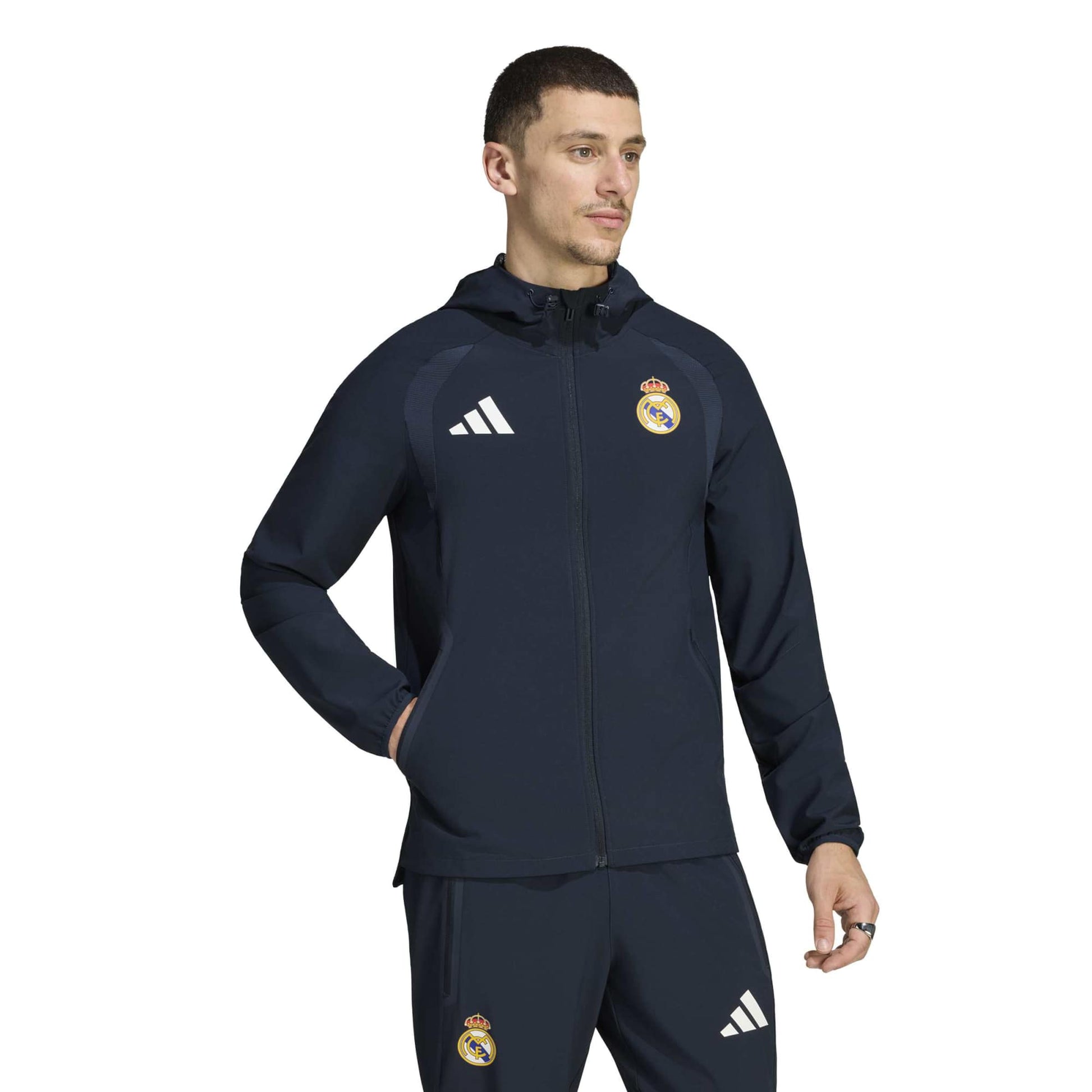 adidas 2026-27 Real Madrid Men's Tiro Travel Full-Zip Windbreaker (Model - Front)