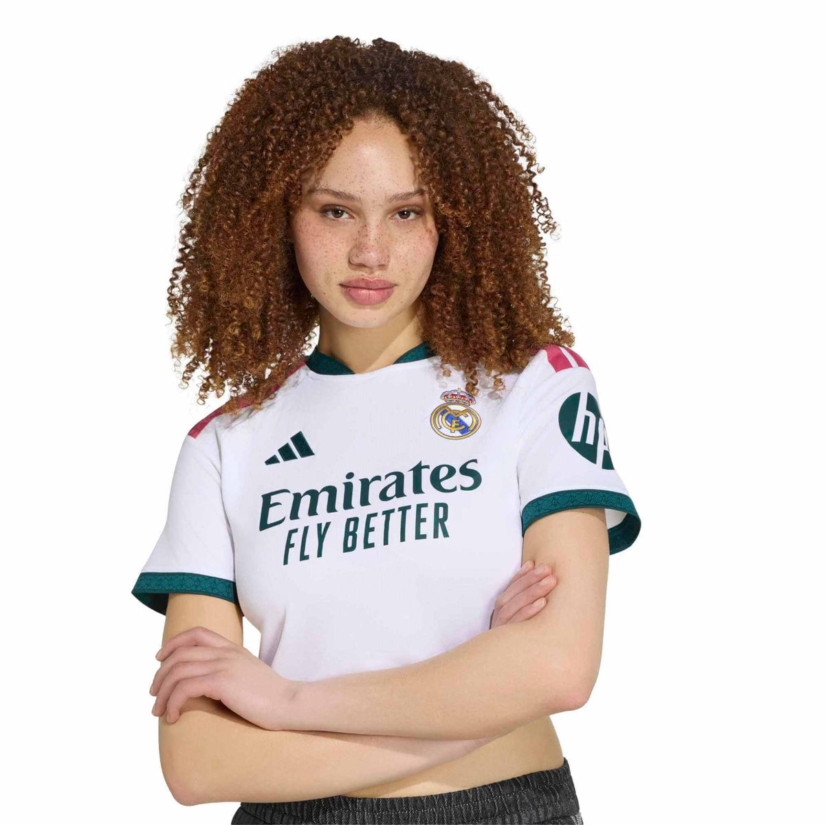 adidas 2026-27 Real Madrid Women's Stadium Home Cropped Soccer Jersey (Detail 1)