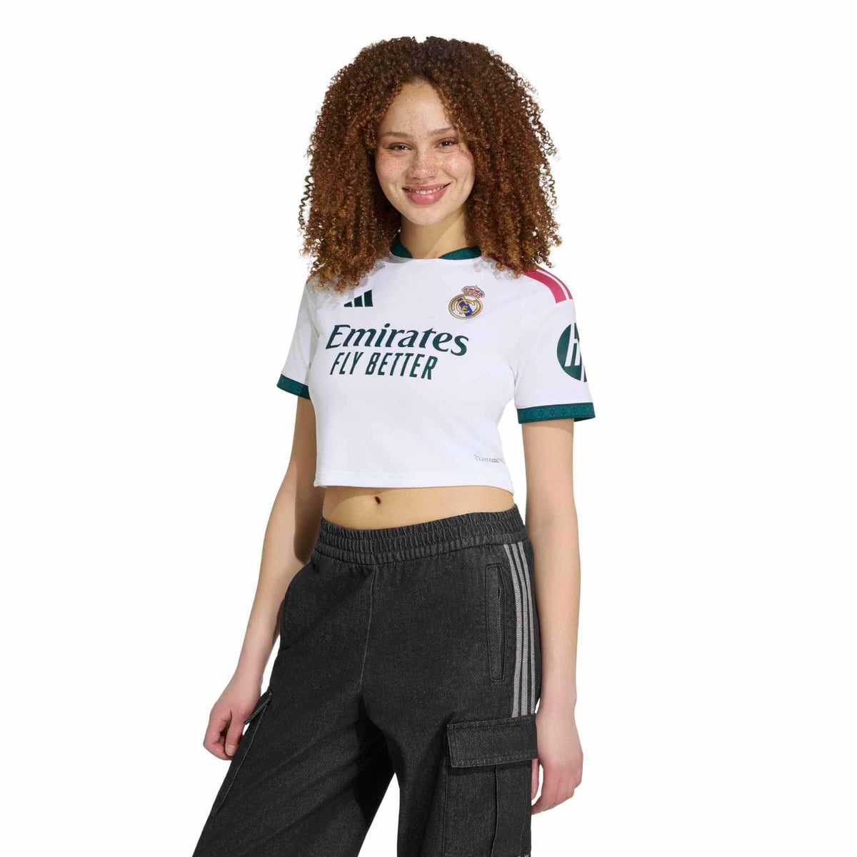 adidas 2026-27 Real Madrid Women's Stadium Home Cropped Soccer Jersey (Model - Front)