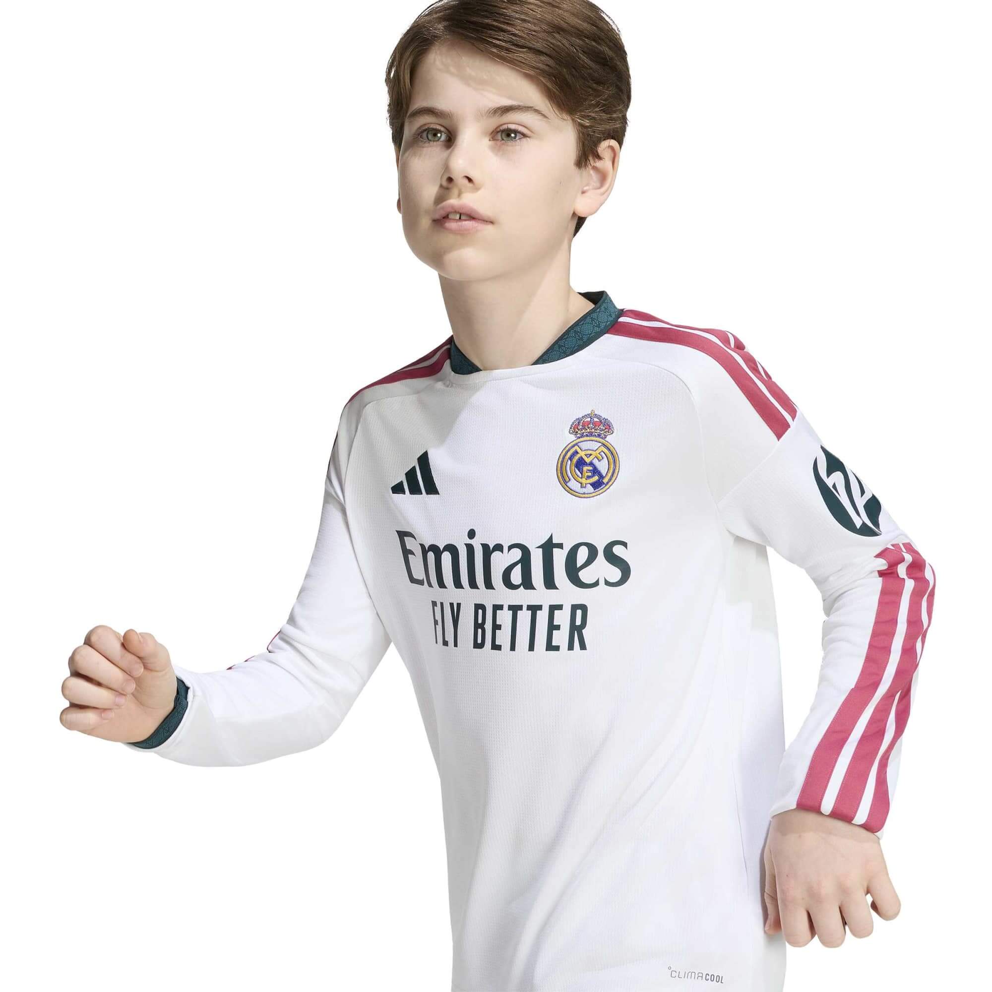 adidas 2026-27 Real Madrid Youth Stadium Home Long-Sleeve Soccer