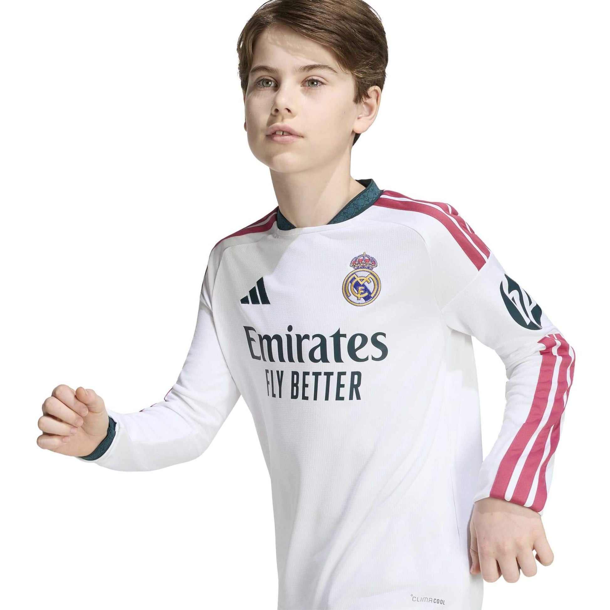 adidas 2026-27 Real Madrid Youth Stadium Home Long-Sleeve Soccer Jersey (Detail 1)
