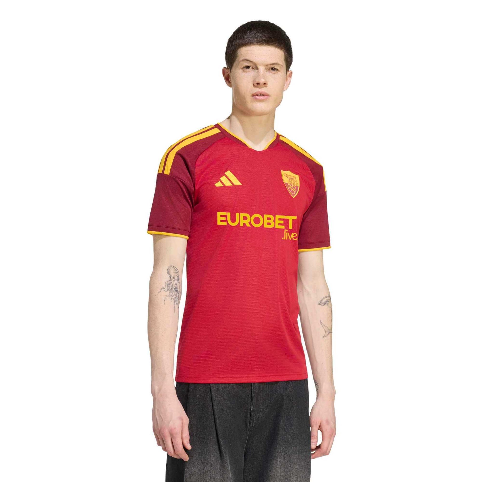 adidas 2026-27 Roma Men's Stadium Home Soccer Jersey (Model - Front)