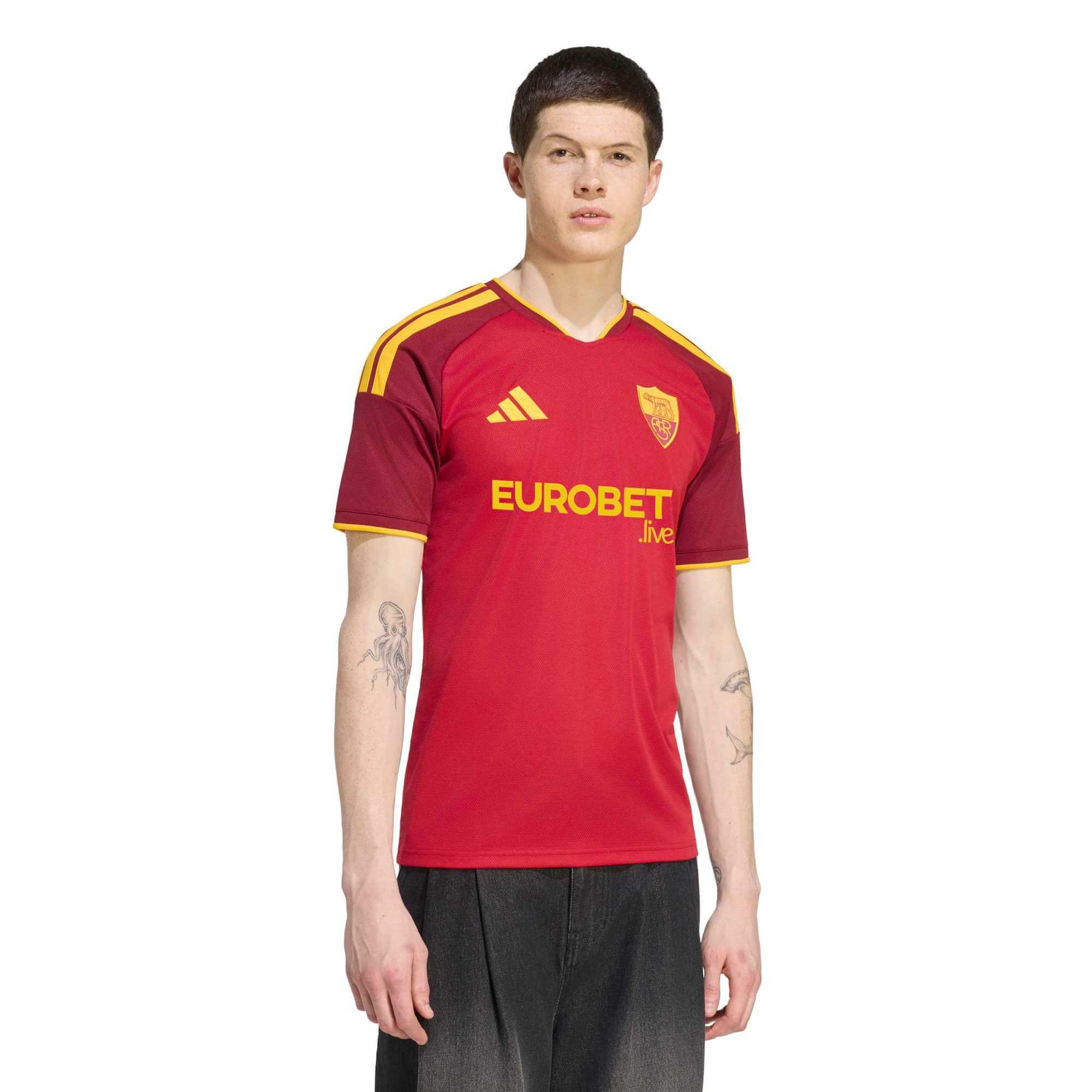 adidas 2026-27 Roma Men's Stadium Home Soccer Jersey (Model - Front)