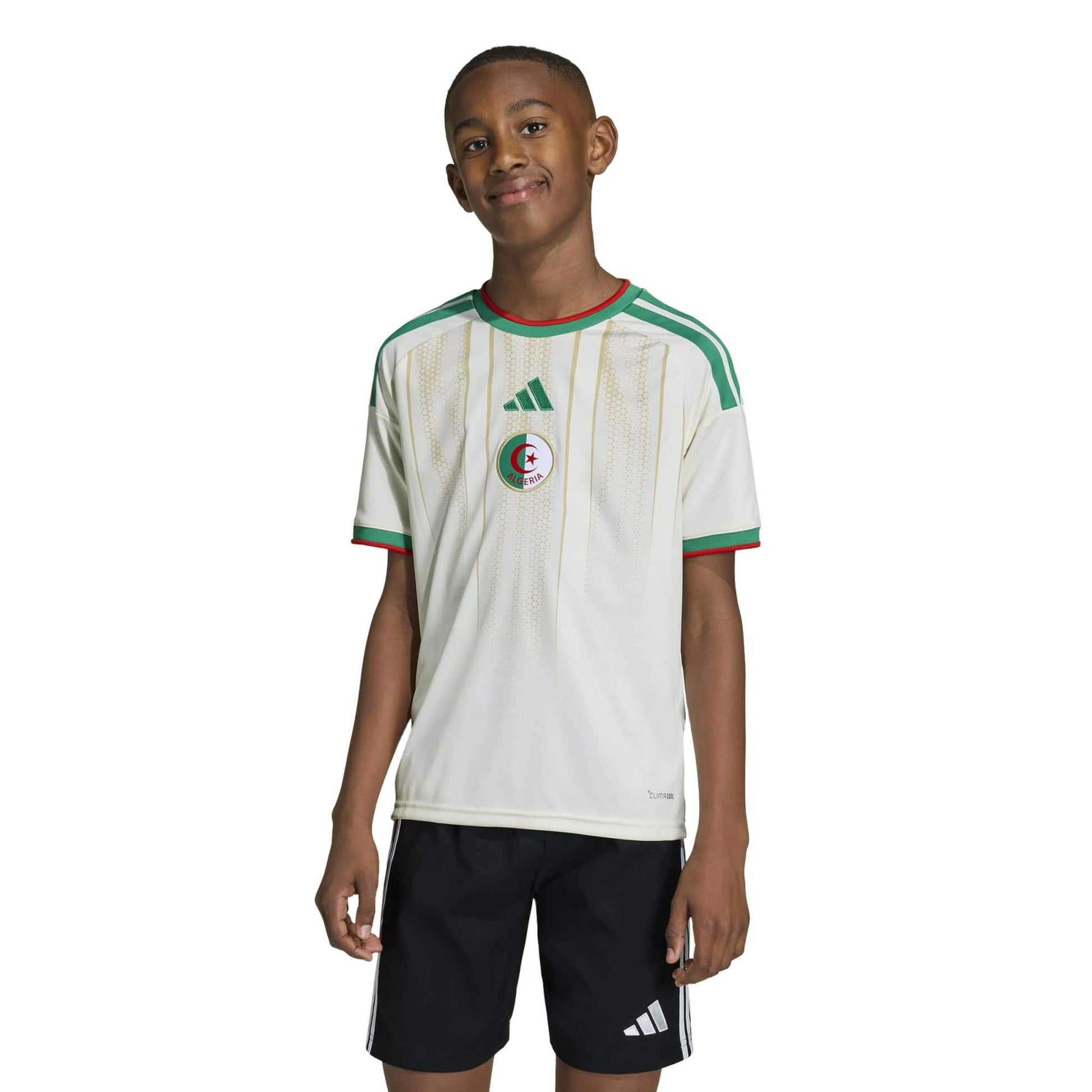 adidas 2026 Algeria Youth Stadium Home Soccer Jersey (Model - Side)