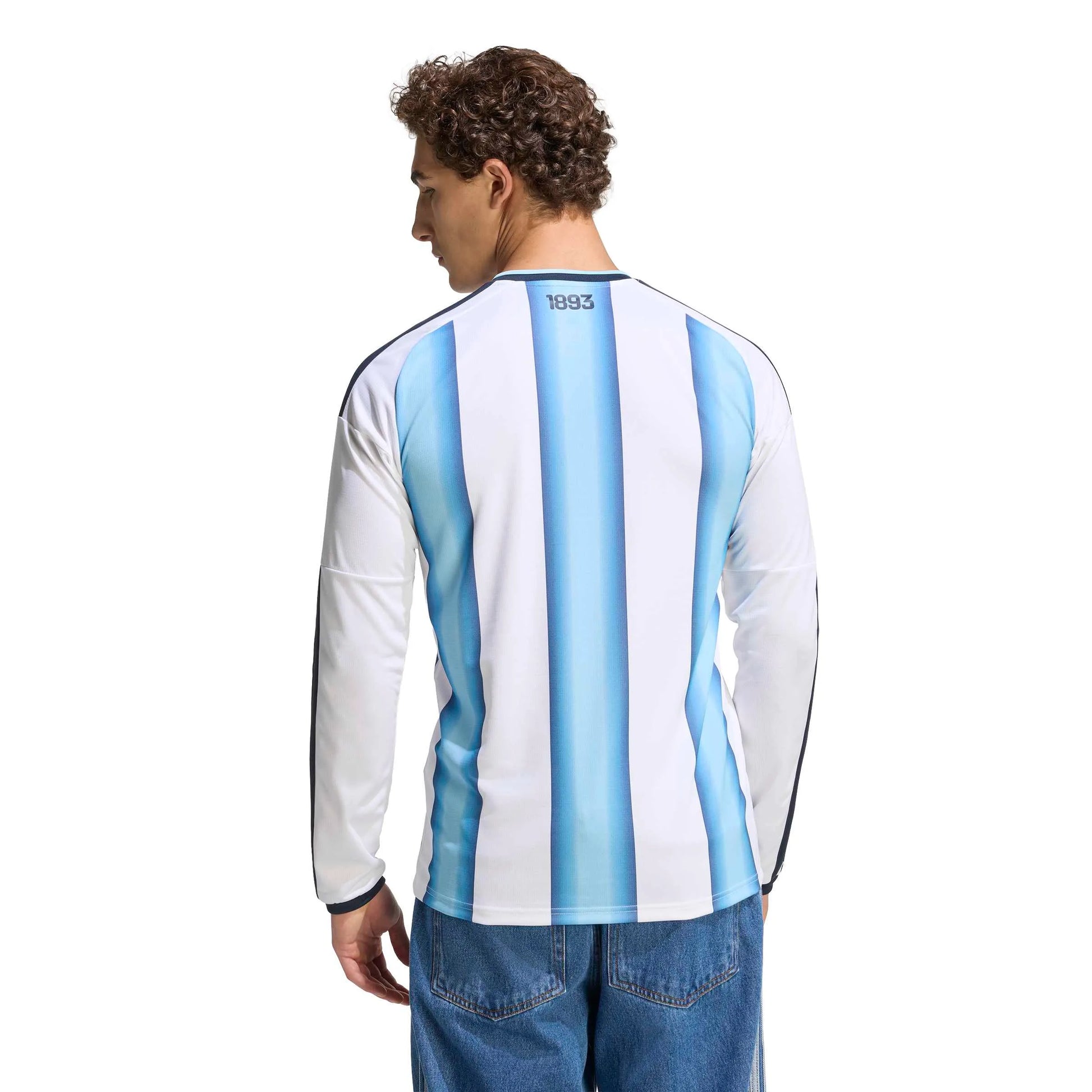 adidas 2026 Argentina Men's Stadium Home Long-Sleeve Soccer Jersey (Model - Back)