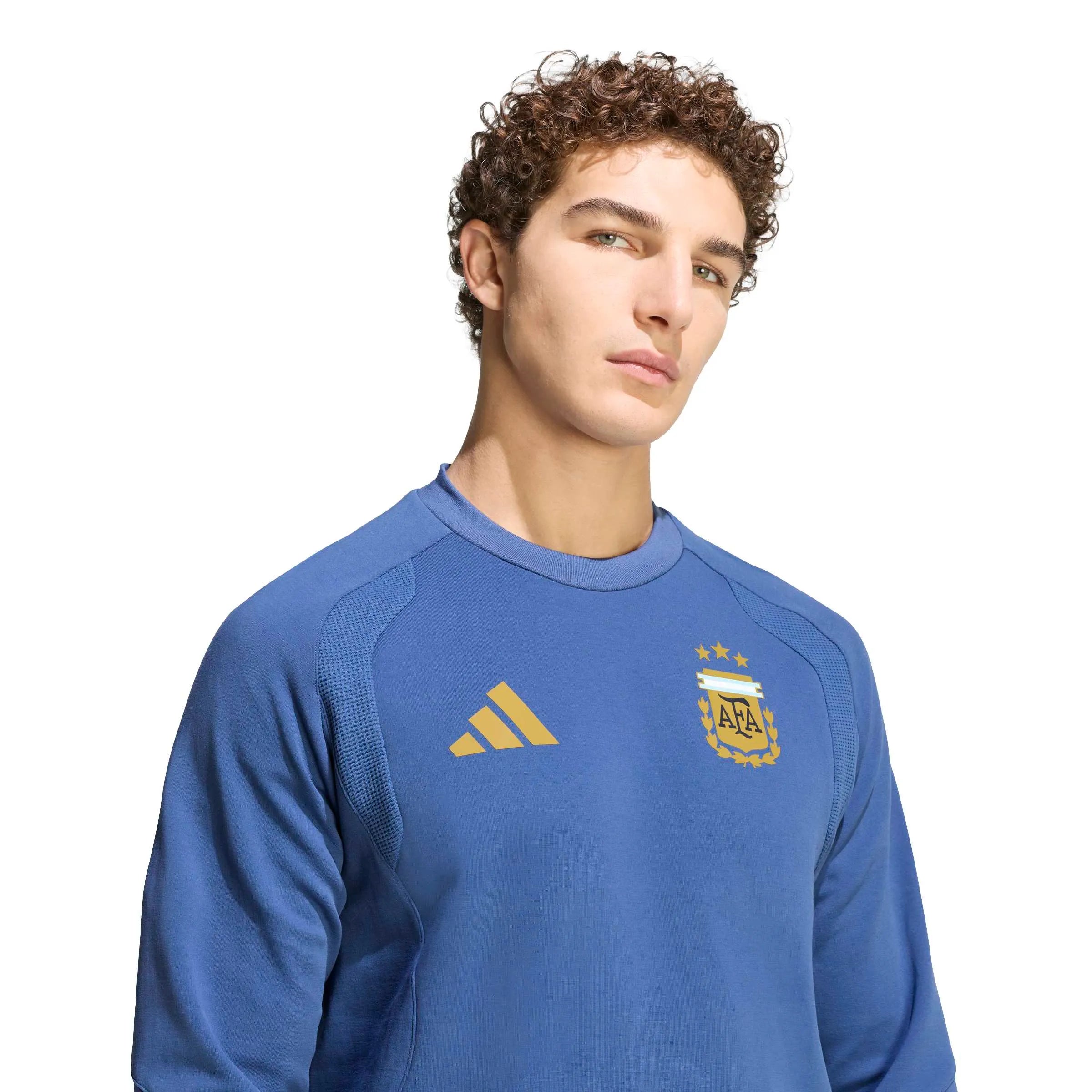 adidas 2026 Argentina Men's Tiro Travel Crewneck Sweatshirt (Detail 1)