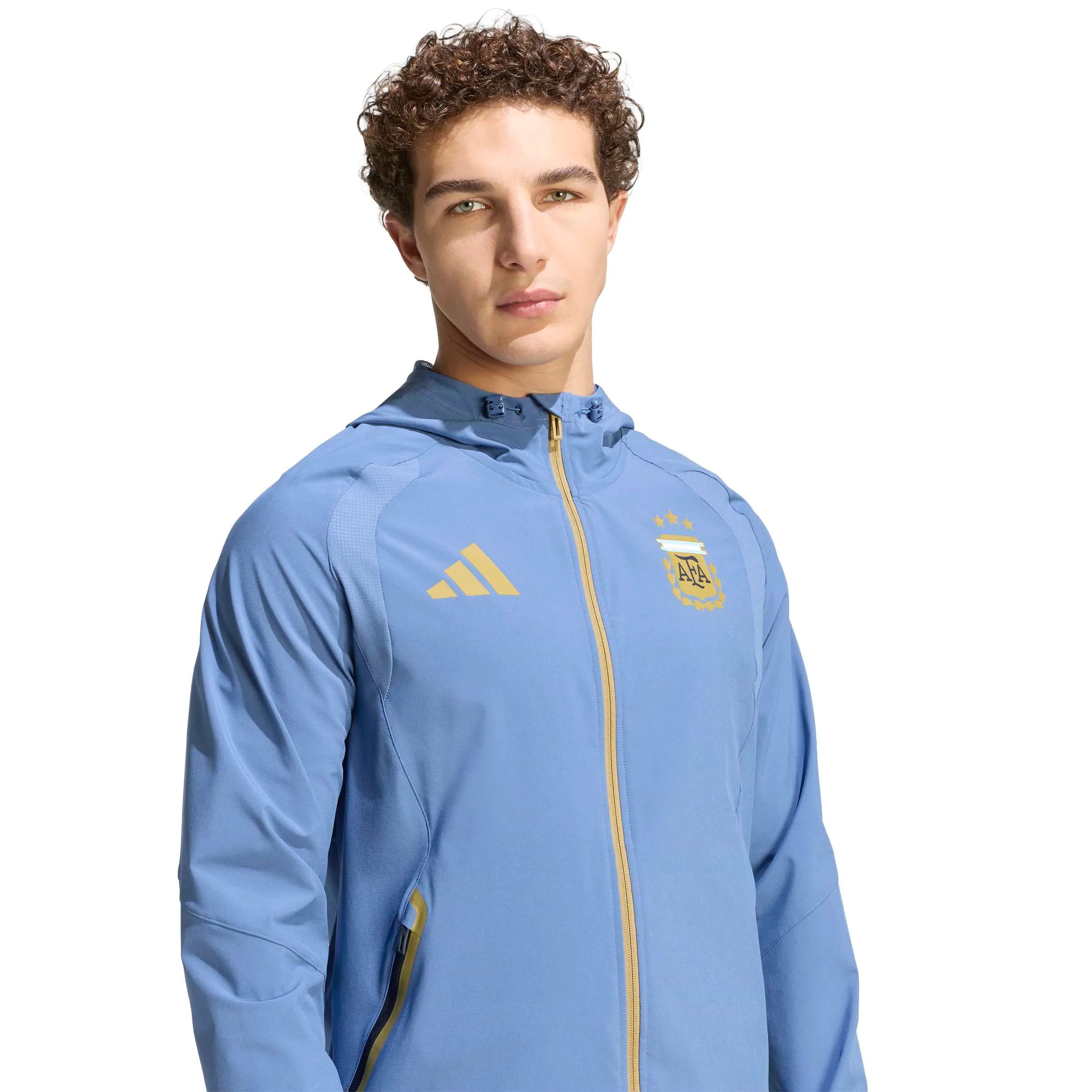 adidas 2026 Argentina Men's Tiro Travel Full Zip Windbreaker (Detail 1)