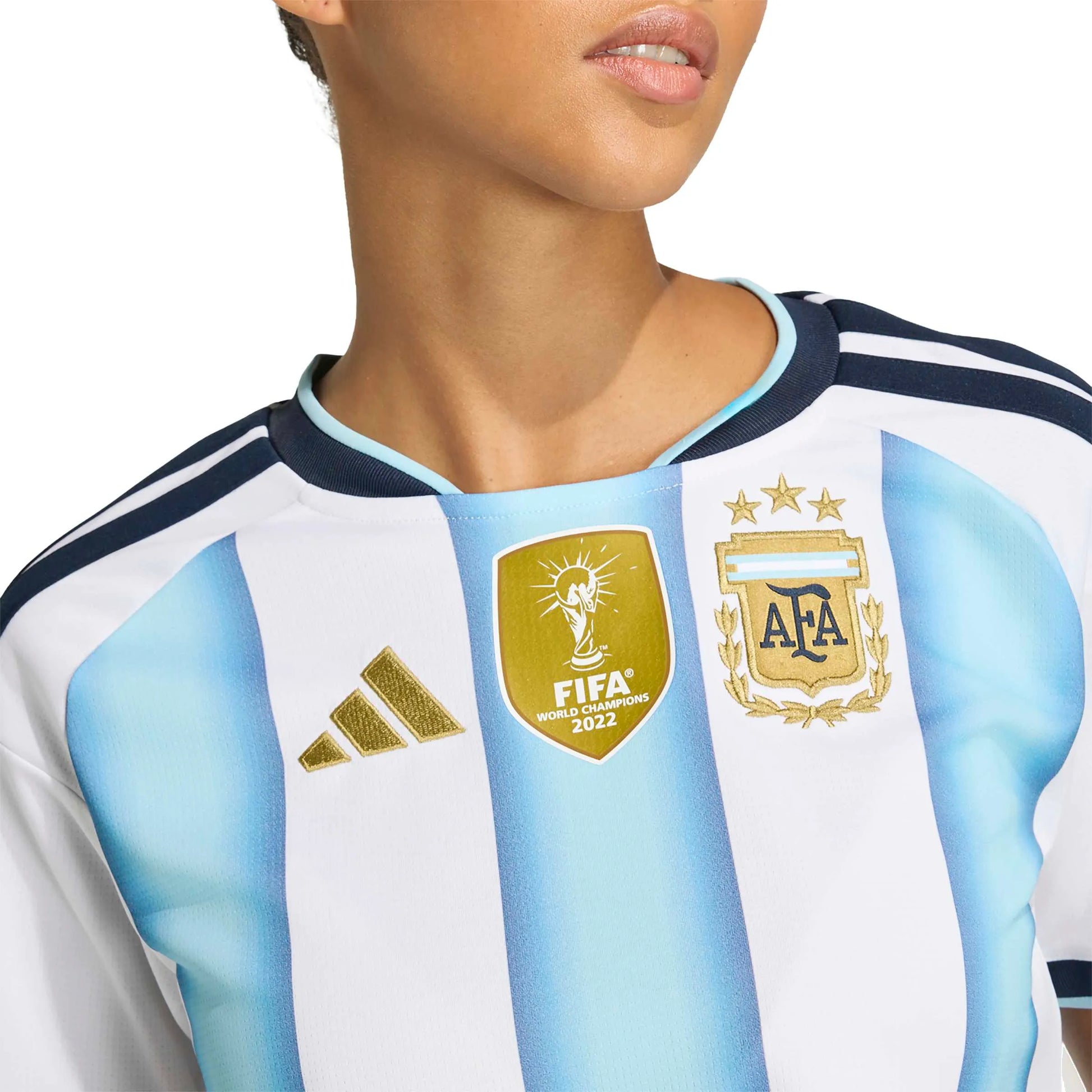adidas 2026 Argentina Women's Stadium Home Cropped Soccer Jersey (Detail 1)