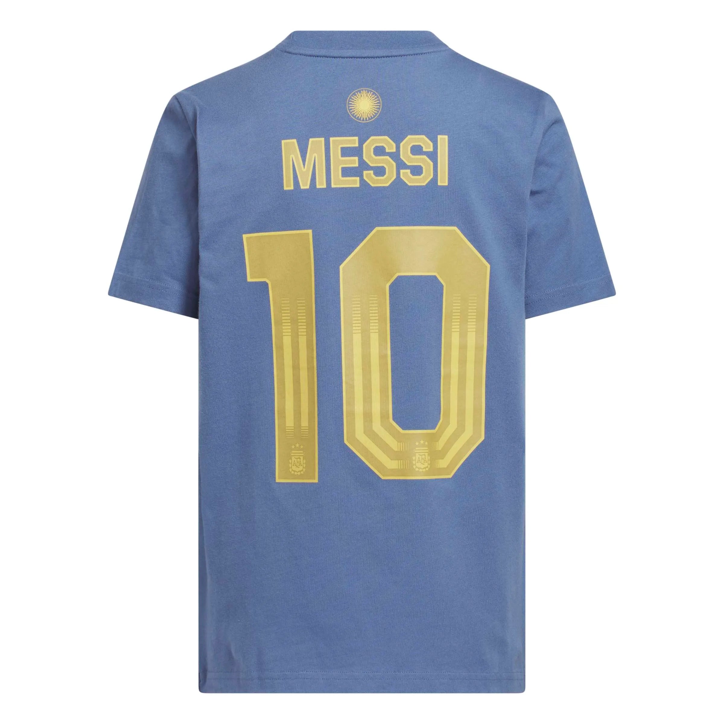 adidas 2026 Argentina Youth Messi Name And Number Tee Crew Blue (Back)