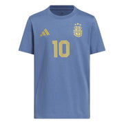 adidas 2026 Argentina Youth Messi Name And Number Tee Crew Blue (Front)