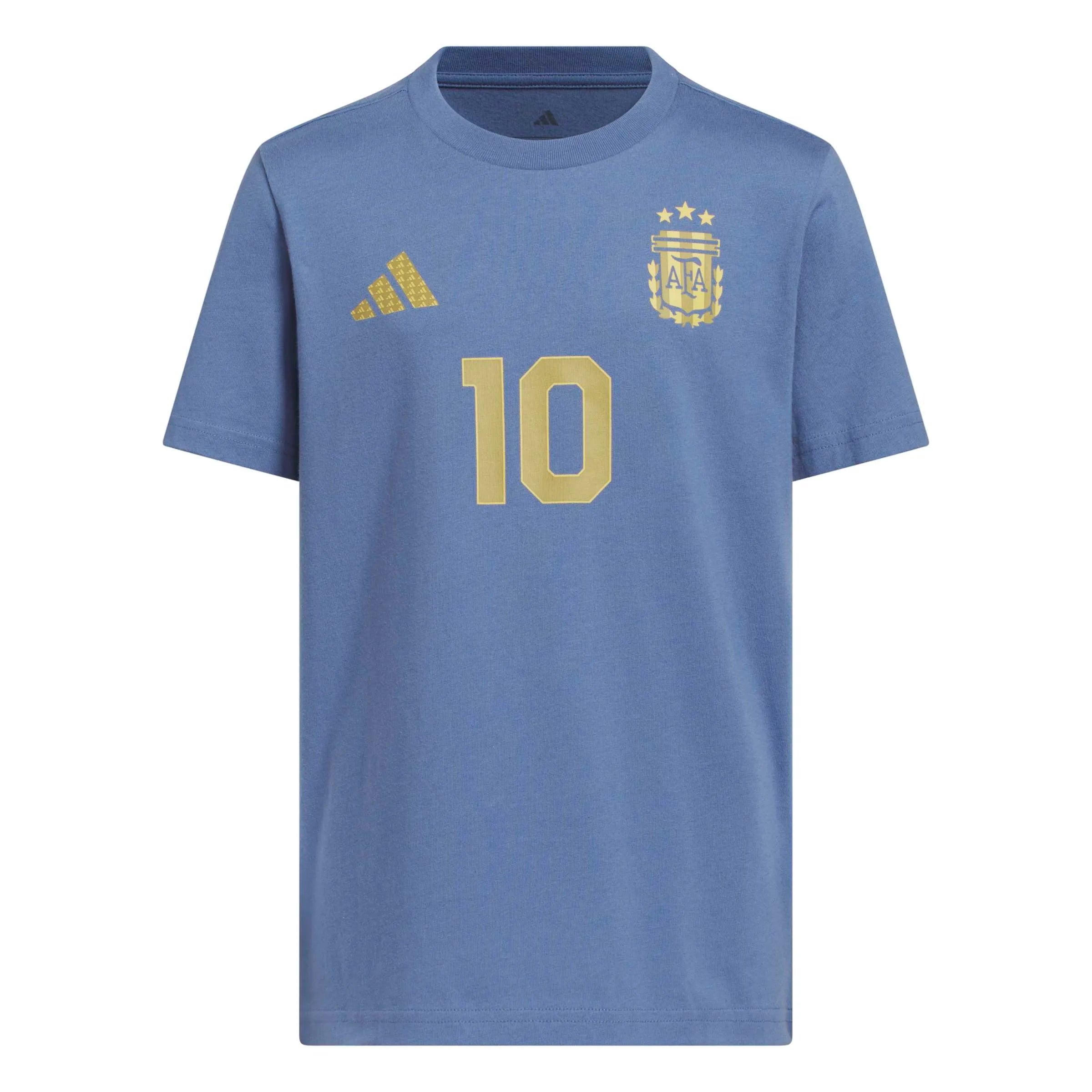 adidas 2026 Argentina Youth Messi Name And Number Tee Crew Blue (Front)