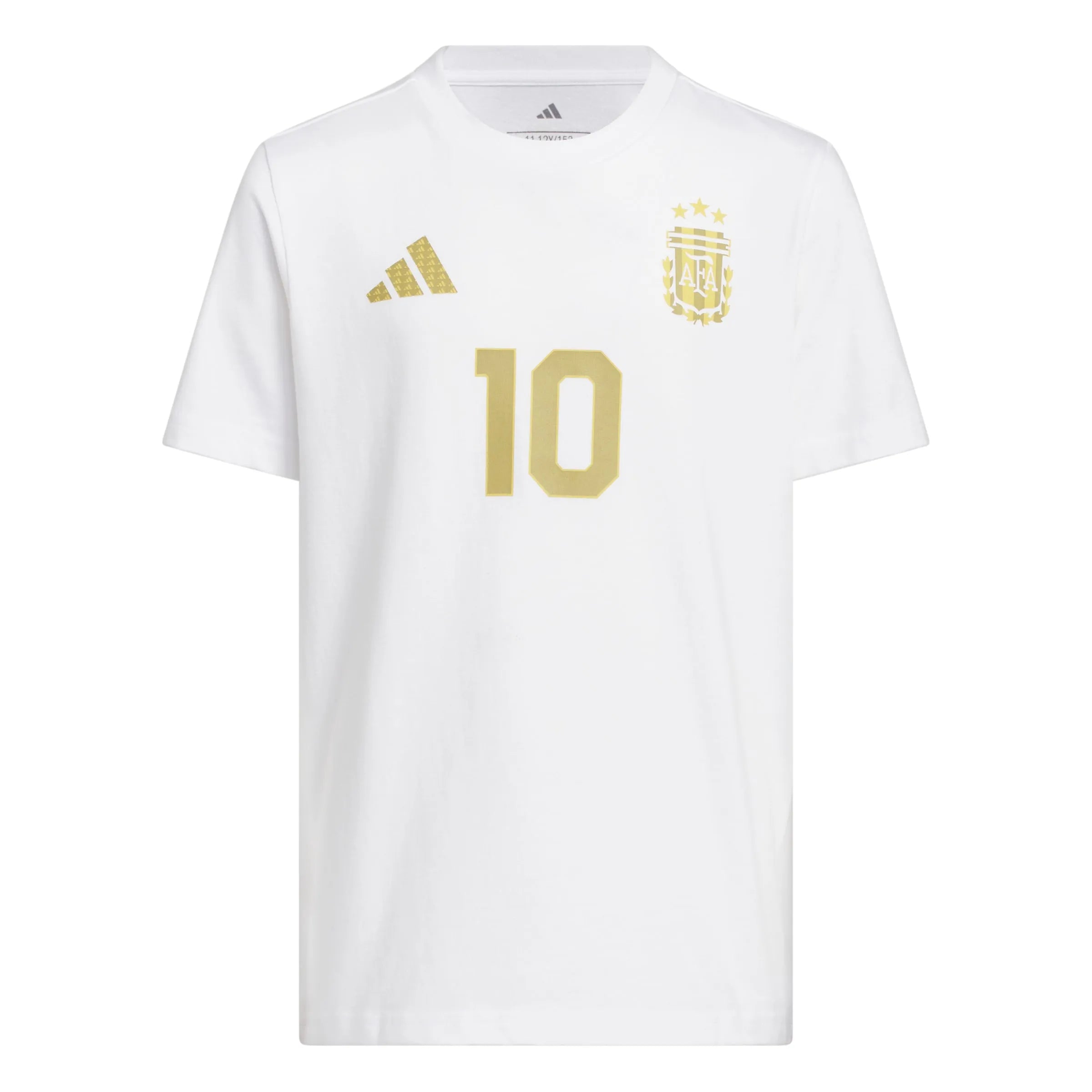 adidas 2026 Argentina Youth Messi Name And Number Tee White (Front)