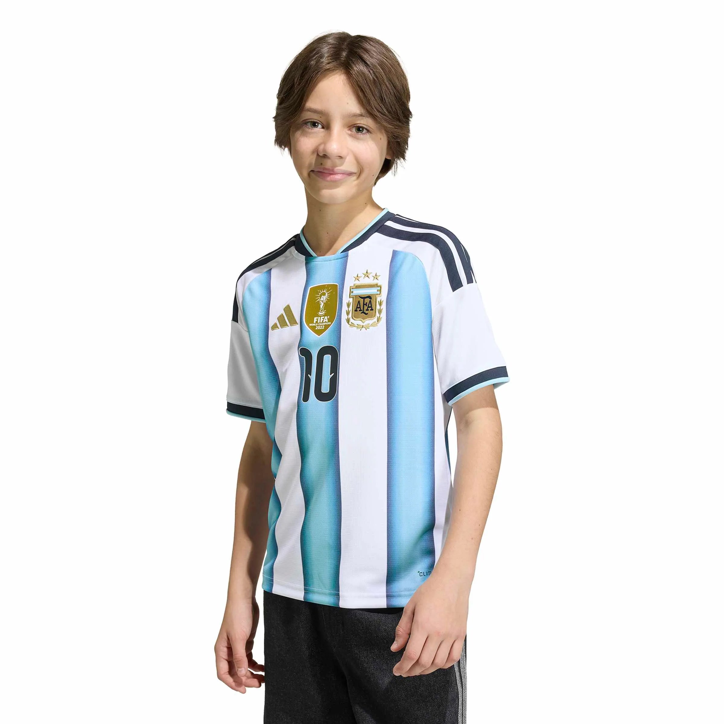 adidas 2026 Argentina Youth Stadium Home Messi #10 Soccer Jersey (Model - Front)
