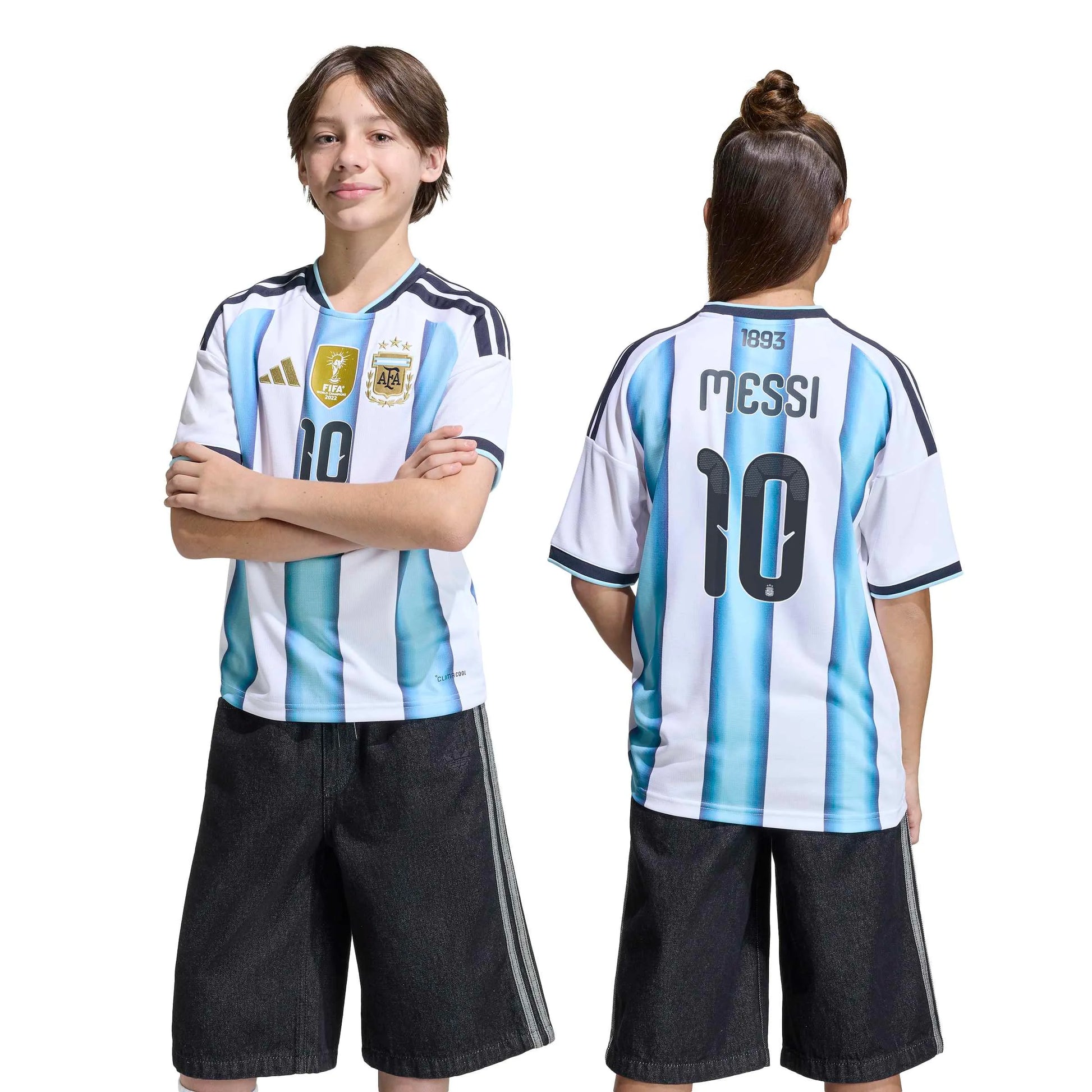 adidas 2026 Argentina Youth Stadium Home Messi #10 Soccer Jersey (Models - Back)