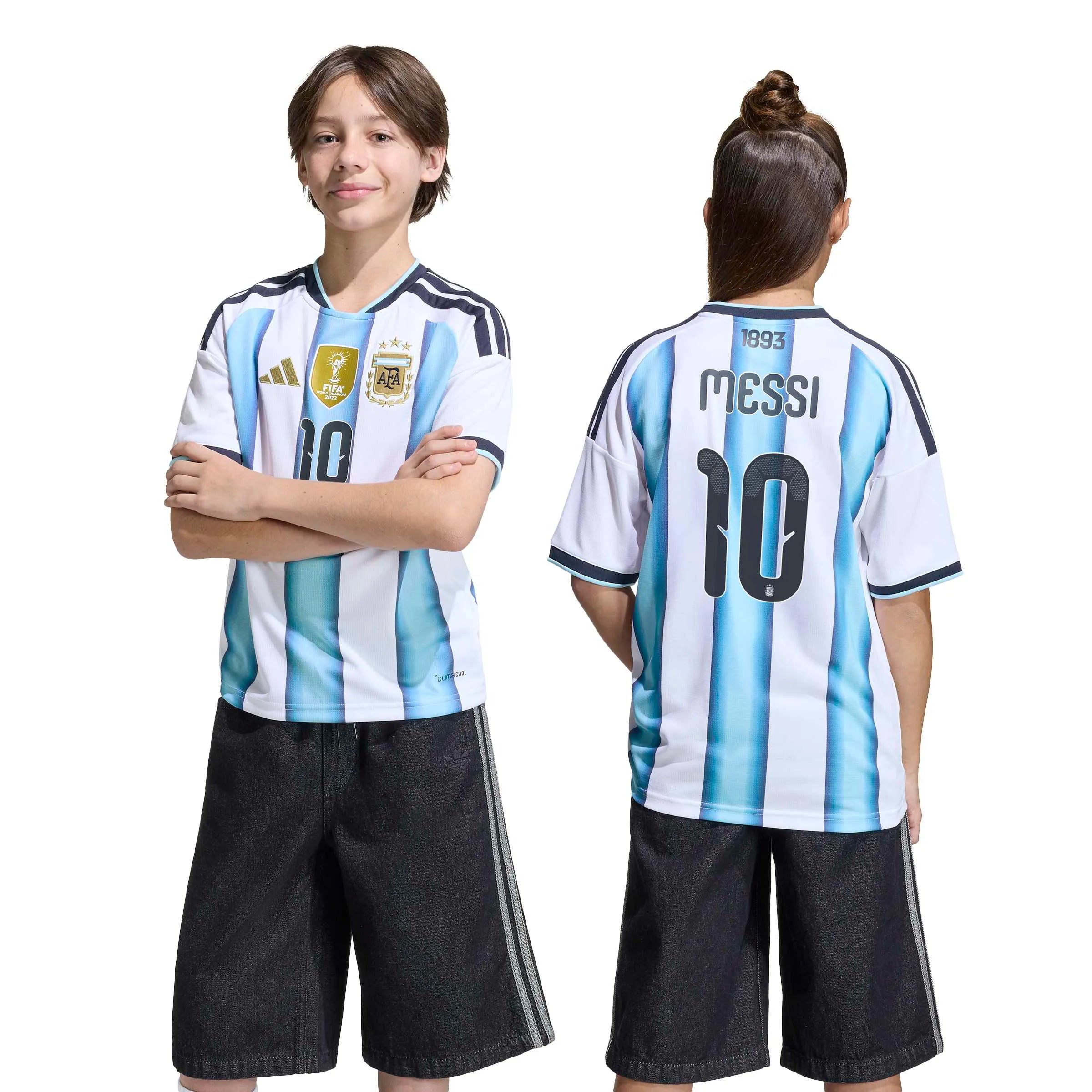 adidas 2026 Argentina Youth Stadium Home Messi #10 Soccer Jersey (Models - Back)