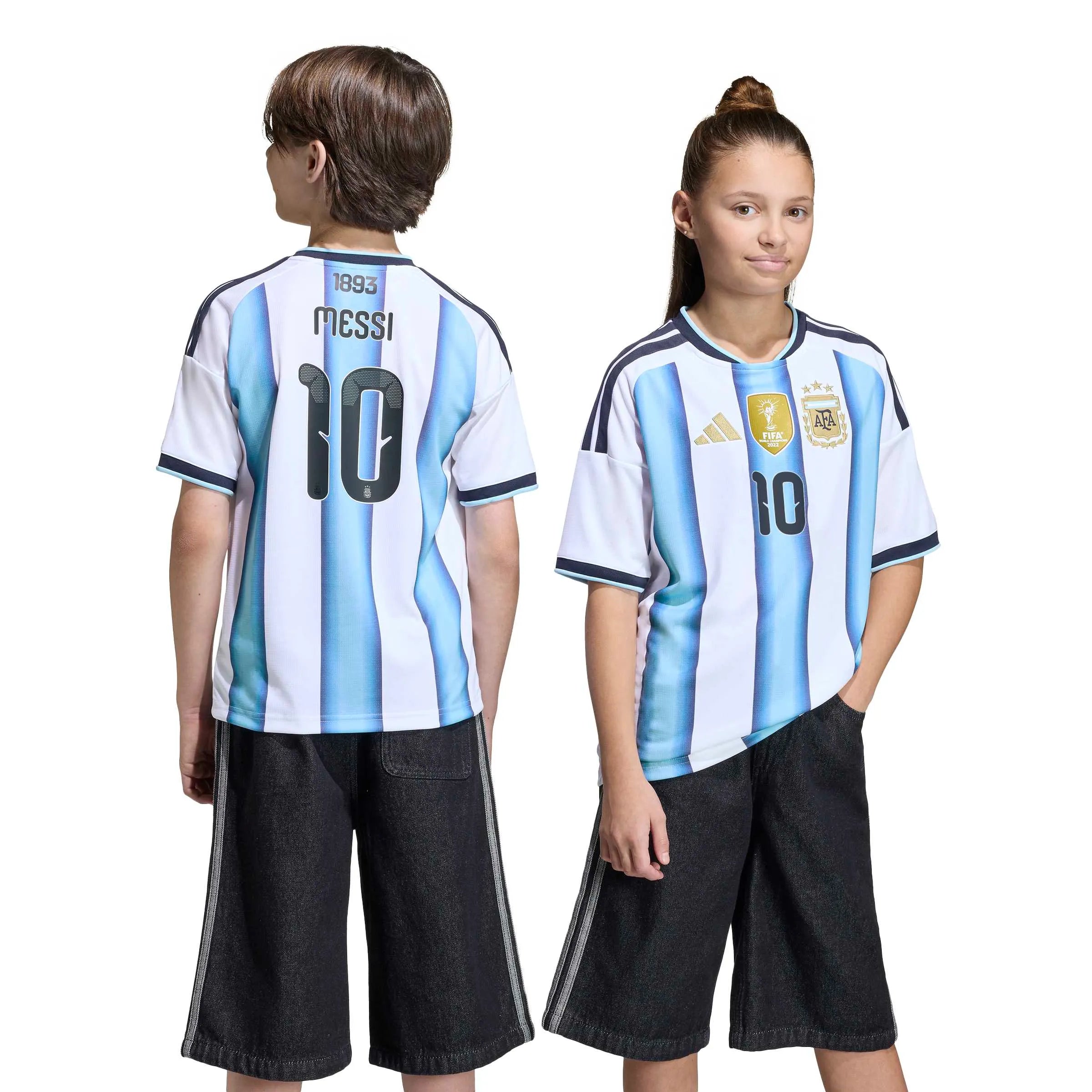 adidas 2026 Argentina Youth Stadium Home Messi #10 Soccer Jersey (Models - Front)